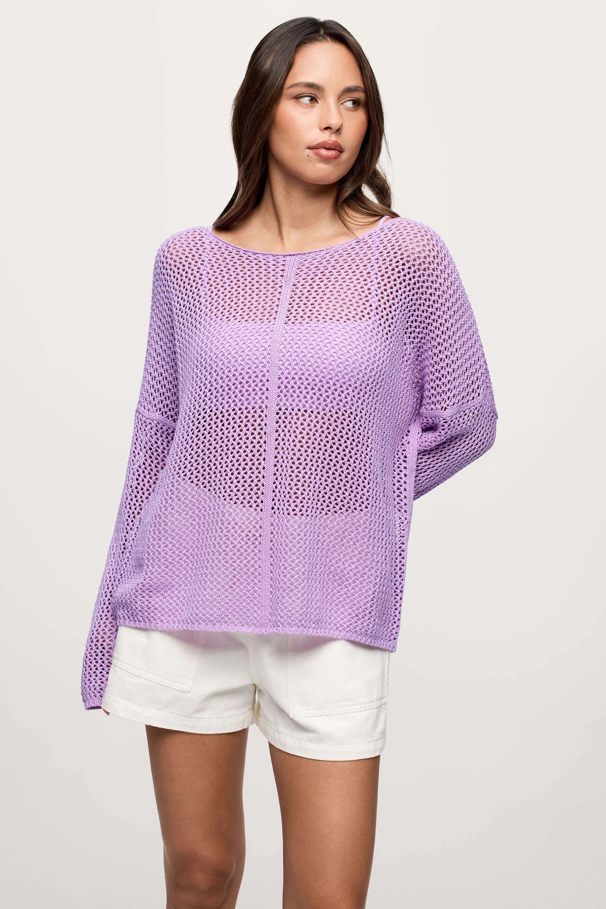 Open Knit Sweater | Orchid sold by nuuds