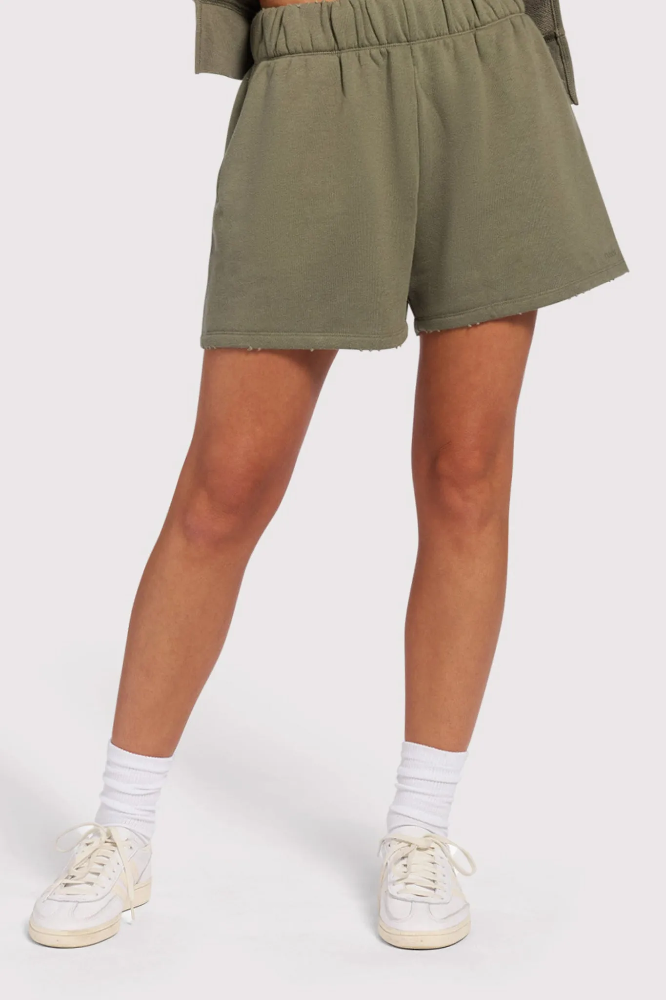 Vintage Fleece Distressed Short | Olive sold by nuuds product image thumbnail 2