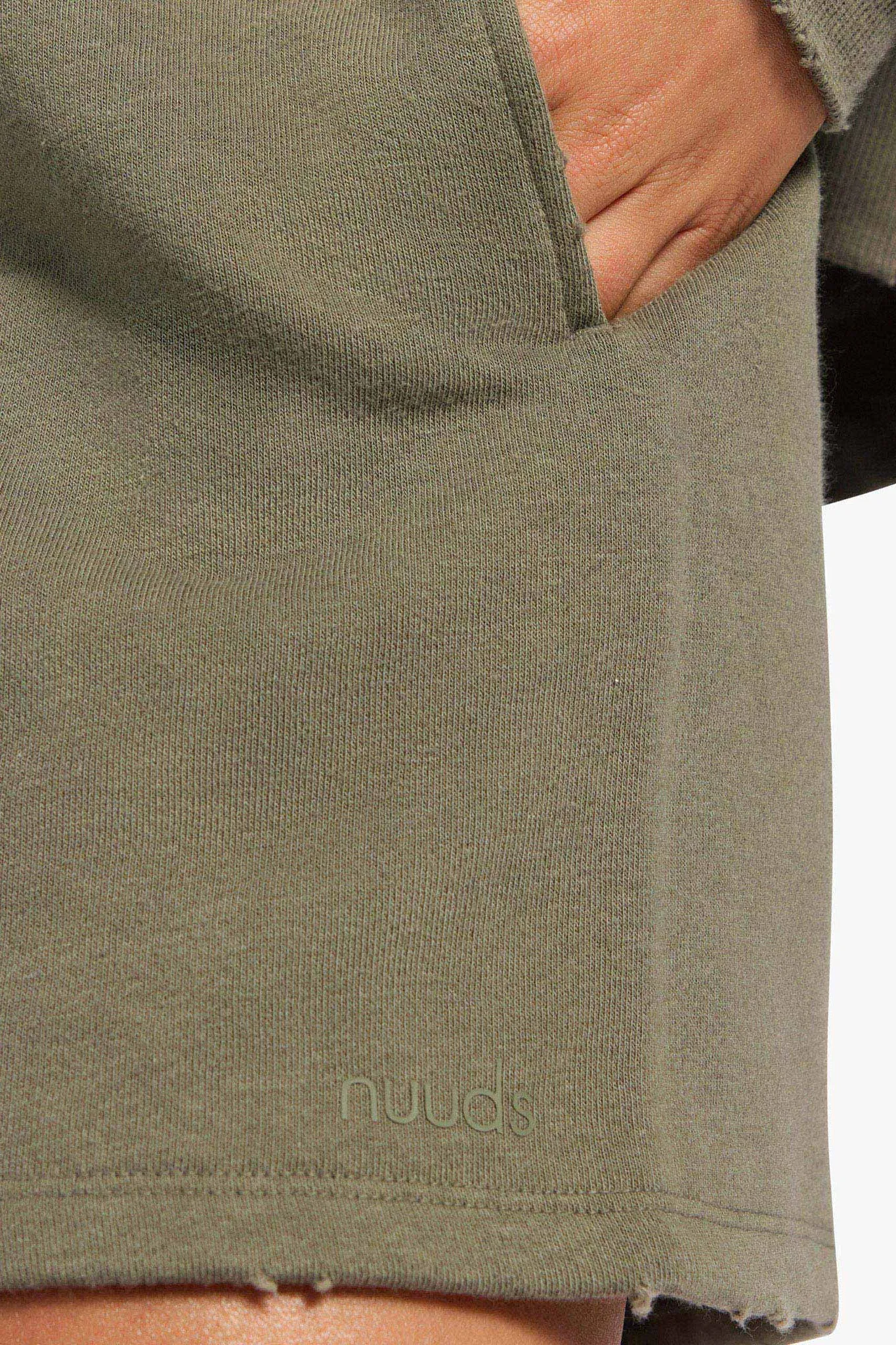 Vintage Fleece Distressed Short | Olive sold by nuuds product image thumbnail 5