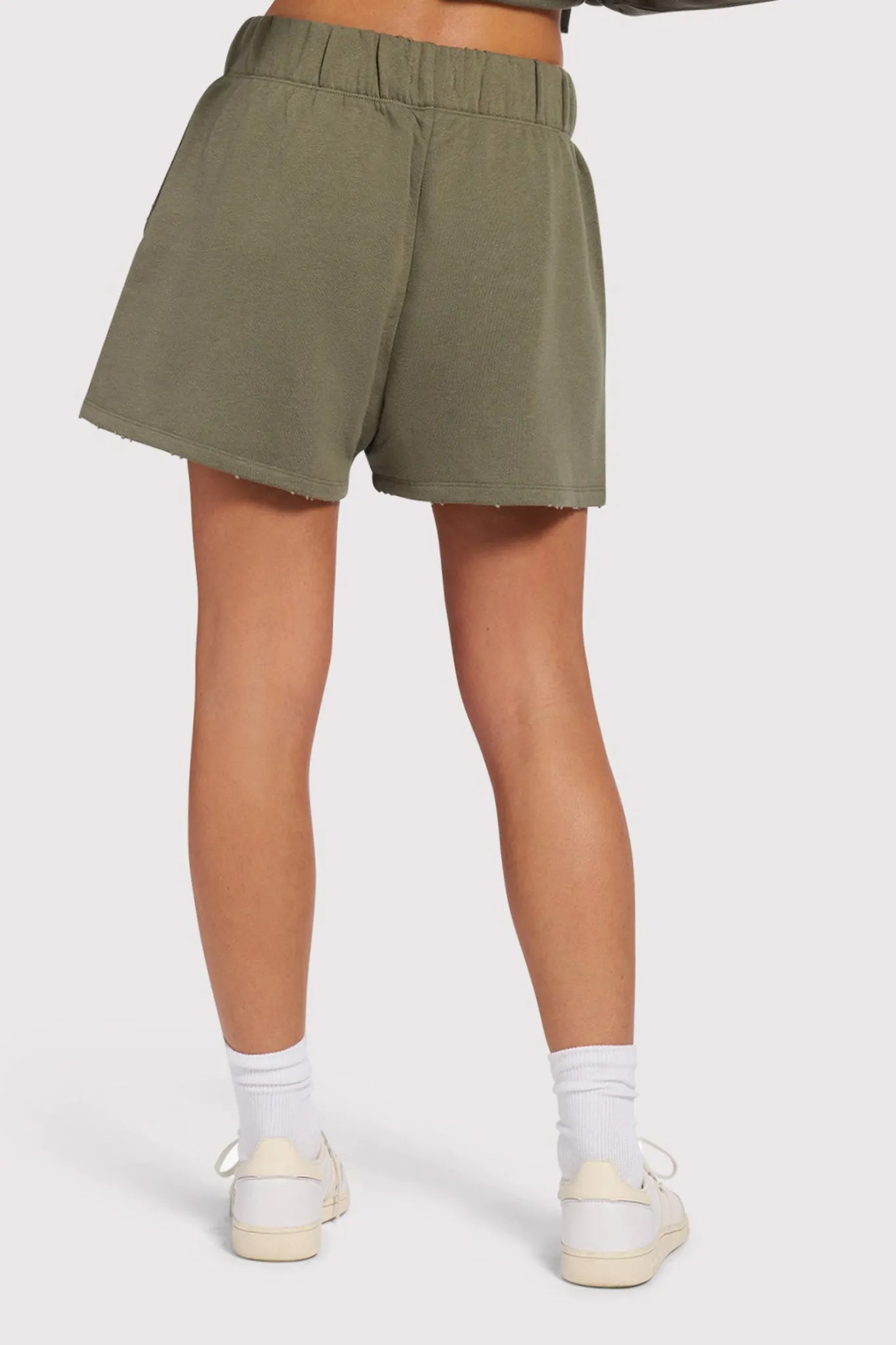 Vintage Fleece Distressed Short | Olive sold by nuuds product image thumbnail 4