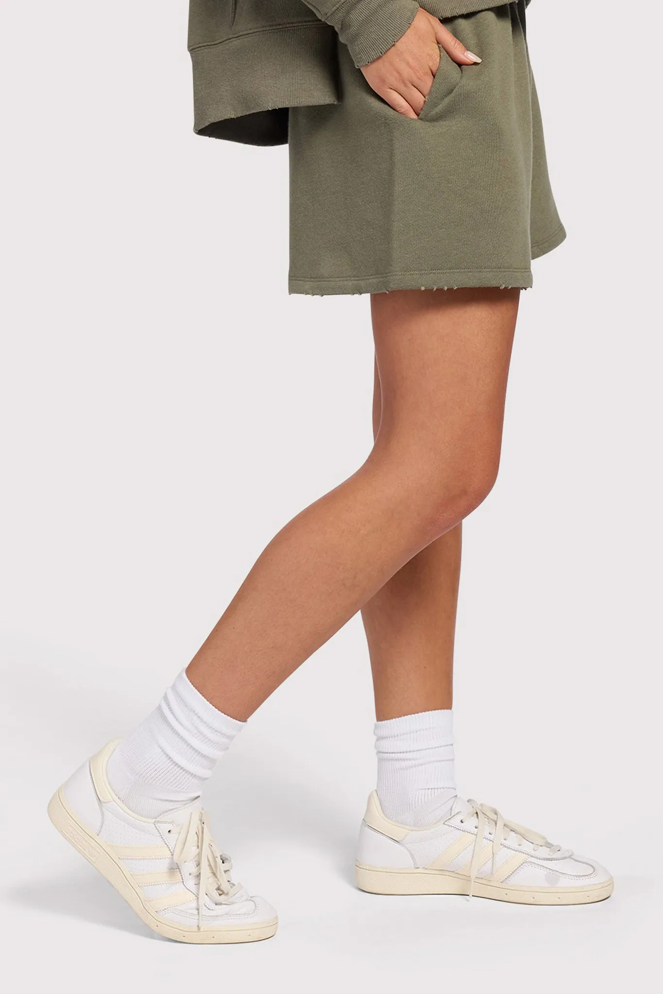 Vintage Fleece Distressed Short | Olive sold by nuuds product image thumbnail 3