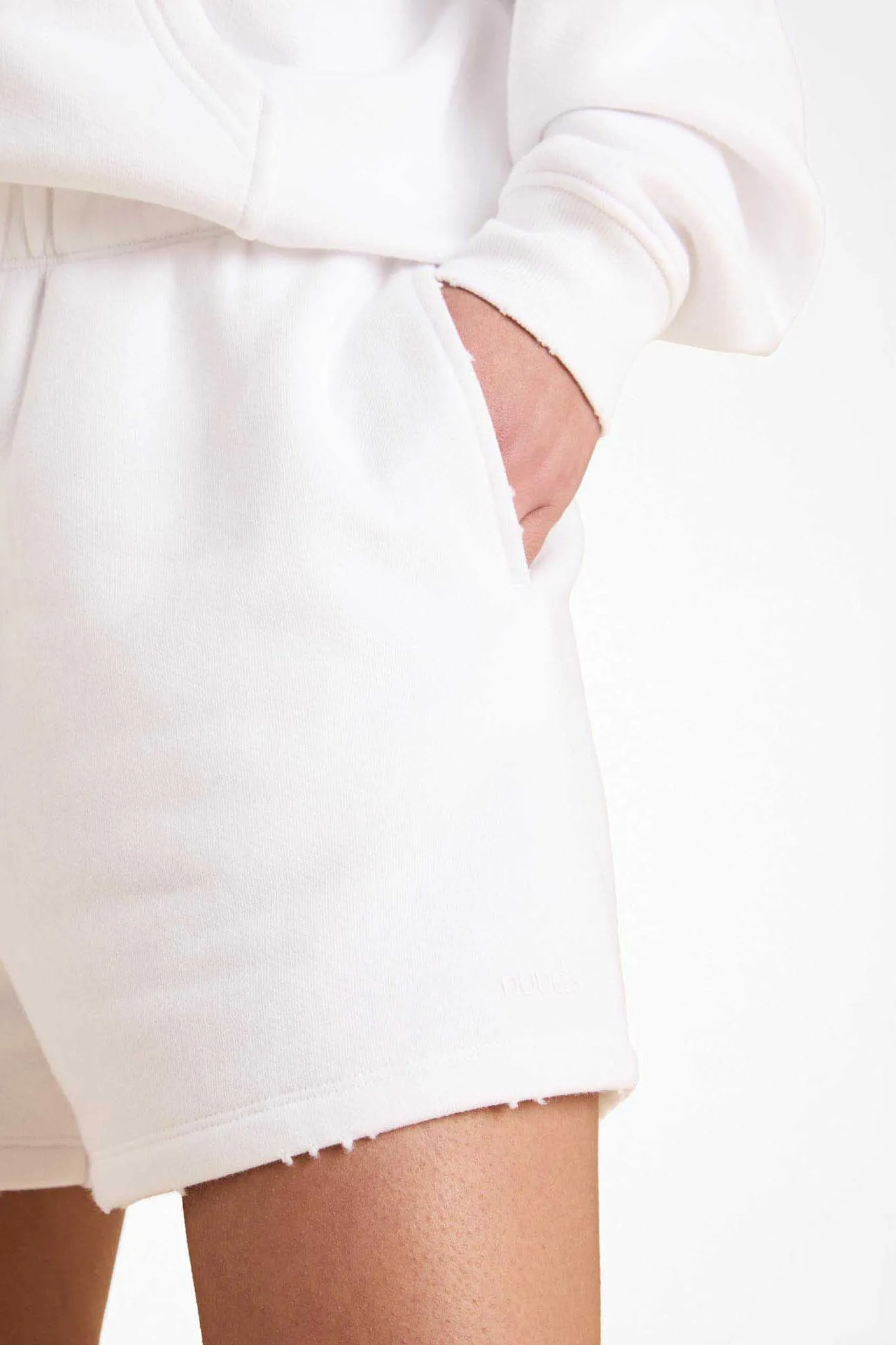 Vintage Fleece Distressed Short | White sold by nuuds product image thumbnail 5