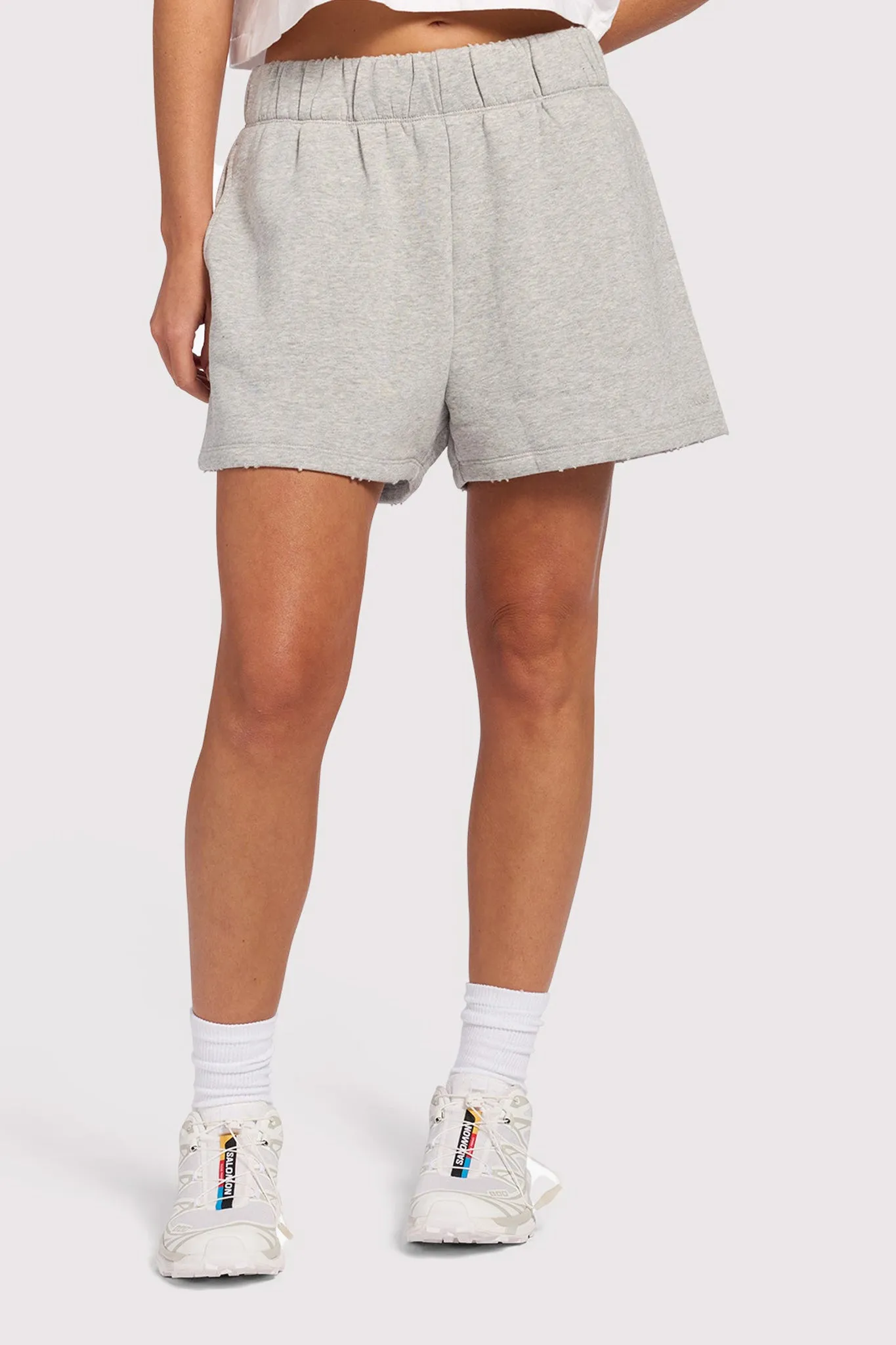 Vintage Fleece Distressed Short | Heather Grey sold by nuuds product image thumbnail 2