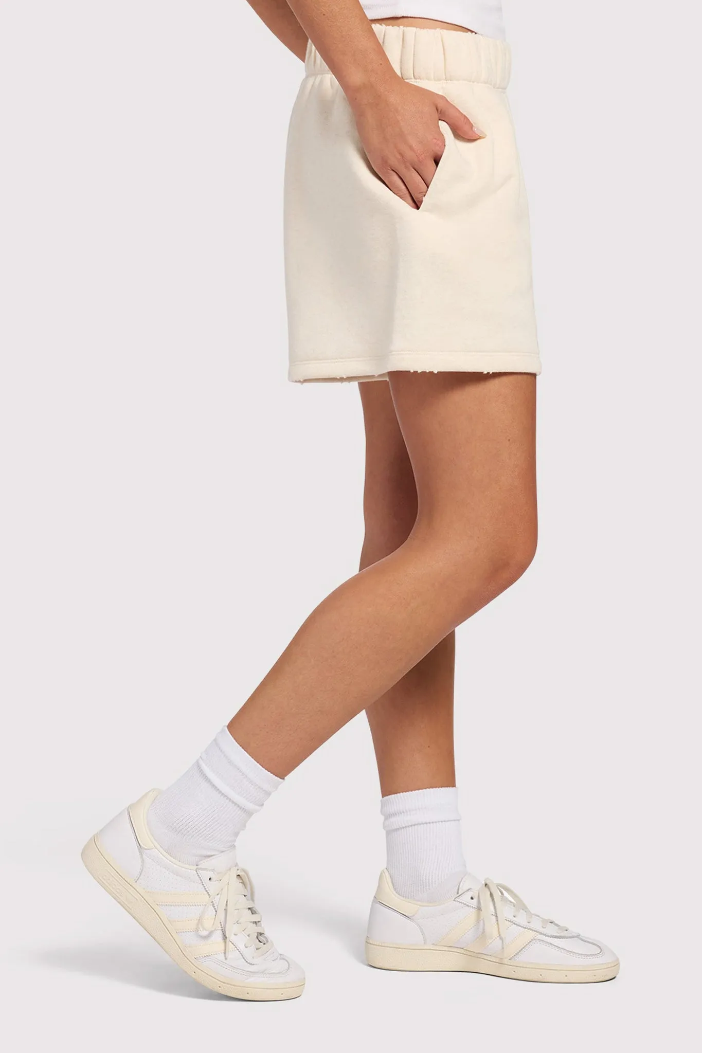 Vintage Fleece Distressed Short | Heather Bone sold by nuuds product image thumbnail 3
