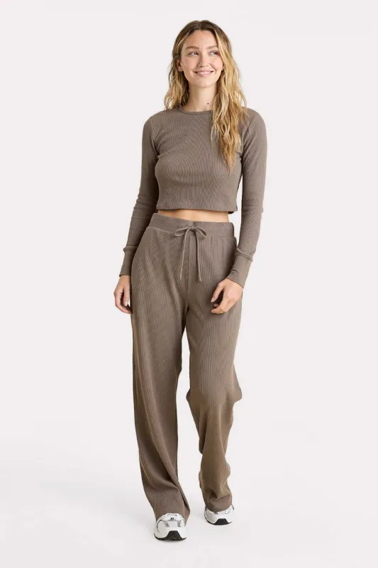 Waffle Wide Leg Pant | Mocha made by nuuds
