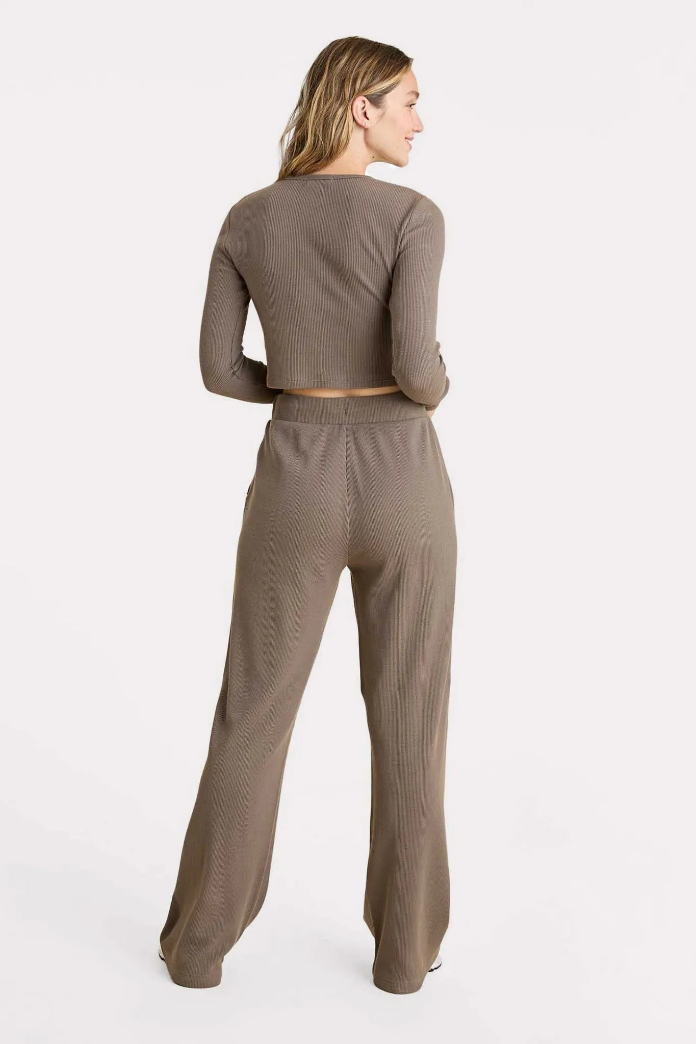 Waffle Wide Leg Pant | Mocha sold by nuuds product image thumbnail 3