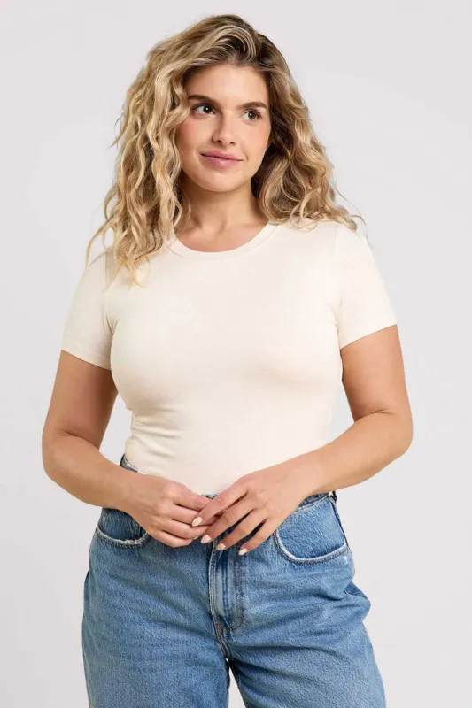 Cotton Stretch Short Sleeve Crewneck Bodysuit - Warehouse Sale made by nuuds