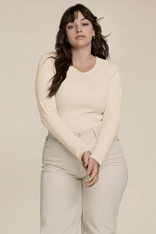Long Sleeve Ribbed Crewneck Bodysuit - Warehouse Sale made by nuuds
