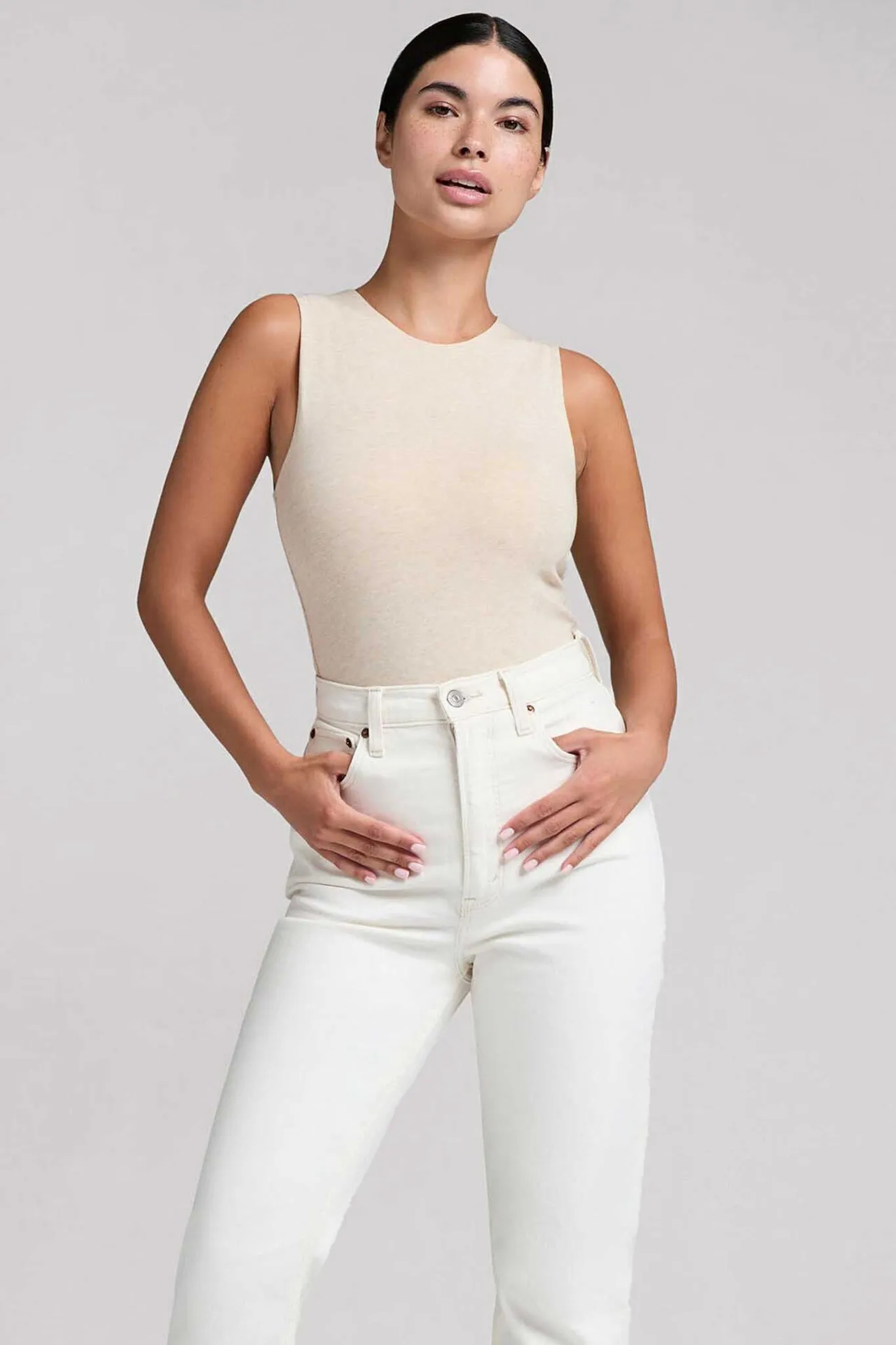 Cotton Stretch Classic Crewneck Tank Bodysuit - Warehouse Sale sold by nuuds product image thumbnail 5