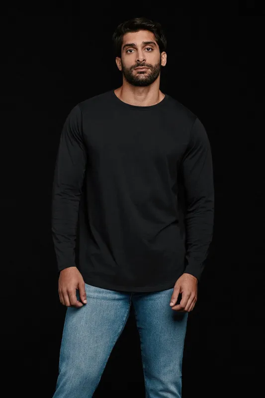 Long Sleeve Curved Hem T-Shirt - Warehouse Sale made by nuuds