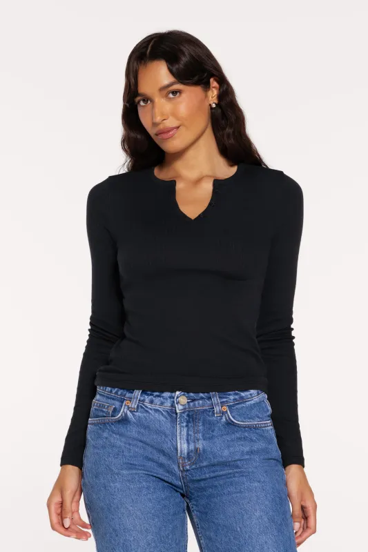 Pointelle Long Sleeve Henley made by nuuds