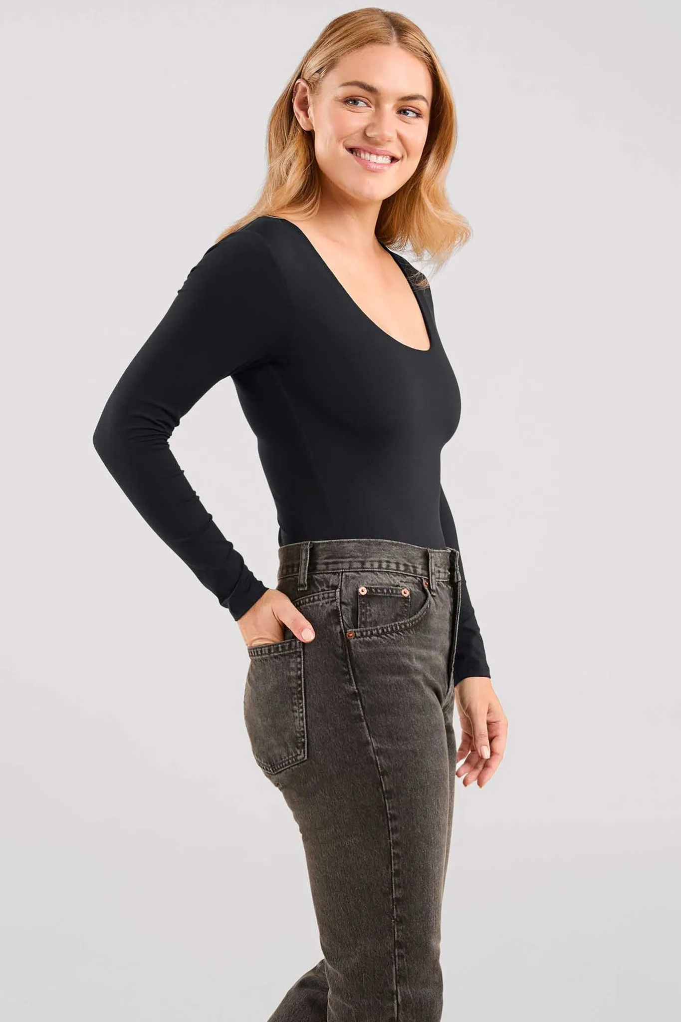 Long Sleeve Scoop Neck Bodysuit sold by nuuds product image thumbnail 3