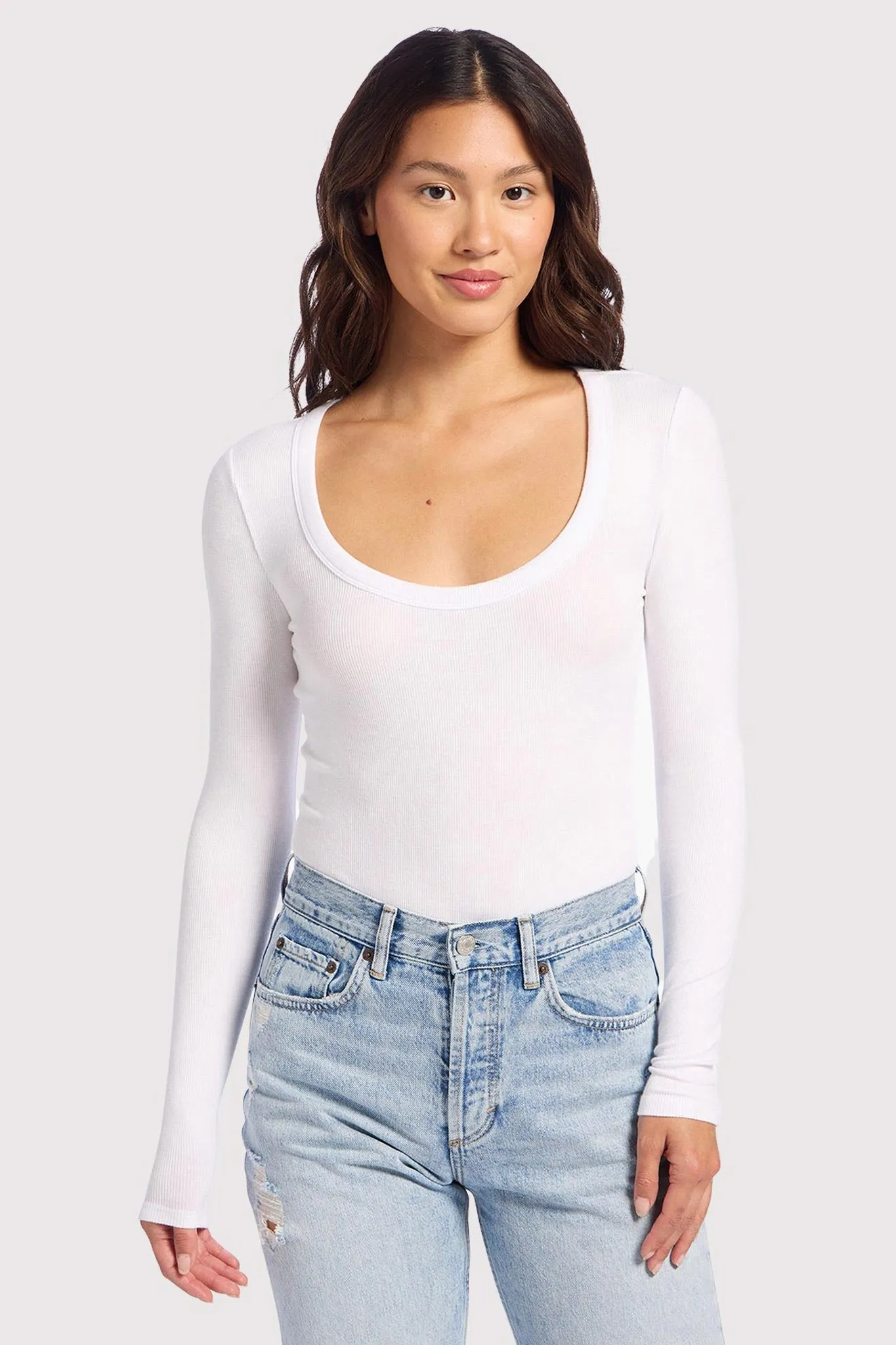 Slinky Rib Long Sleeve Bodysuit sold by nuuds