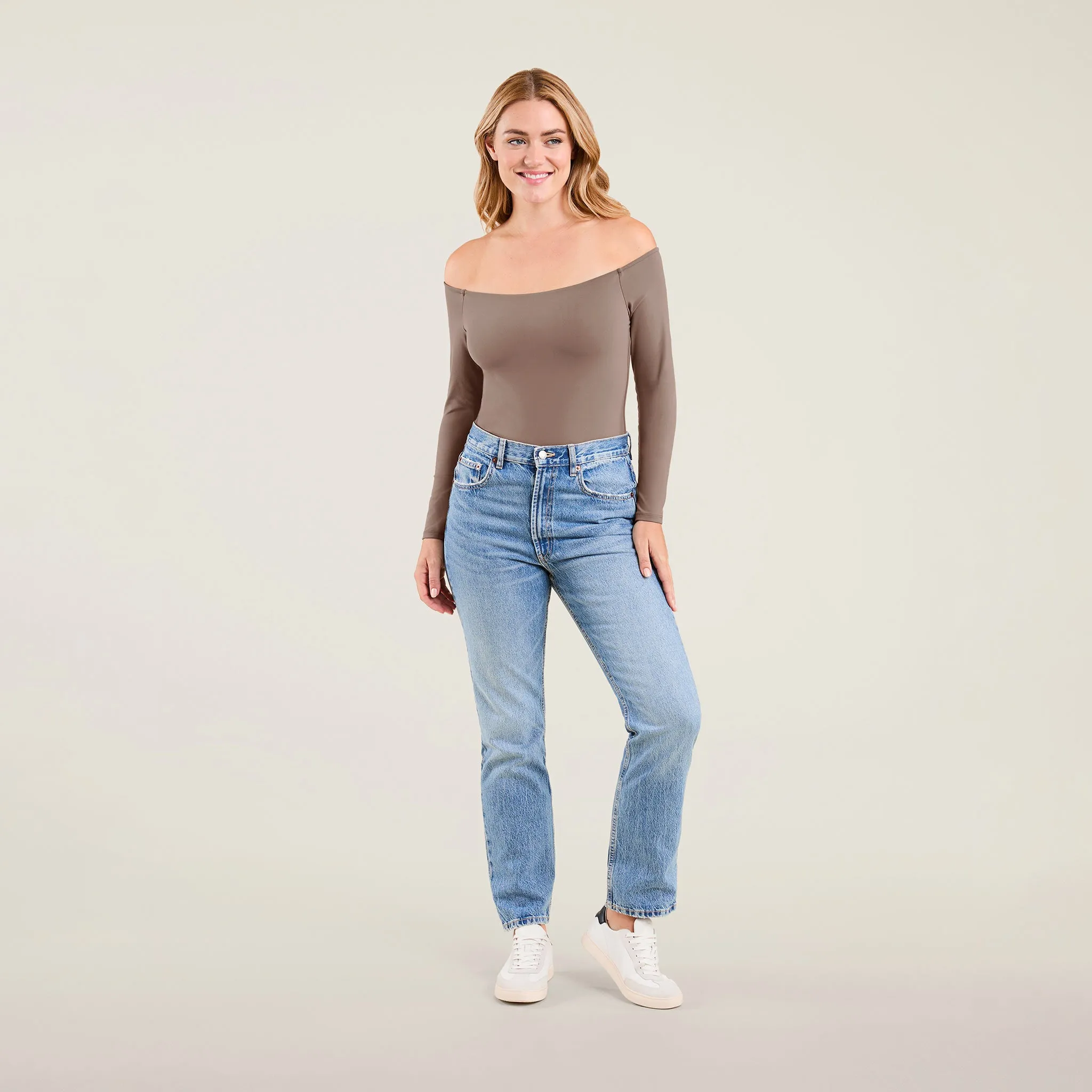 Off The Shoulder Bodysuit | Mocha sold by nuuds product image thumbnail 2