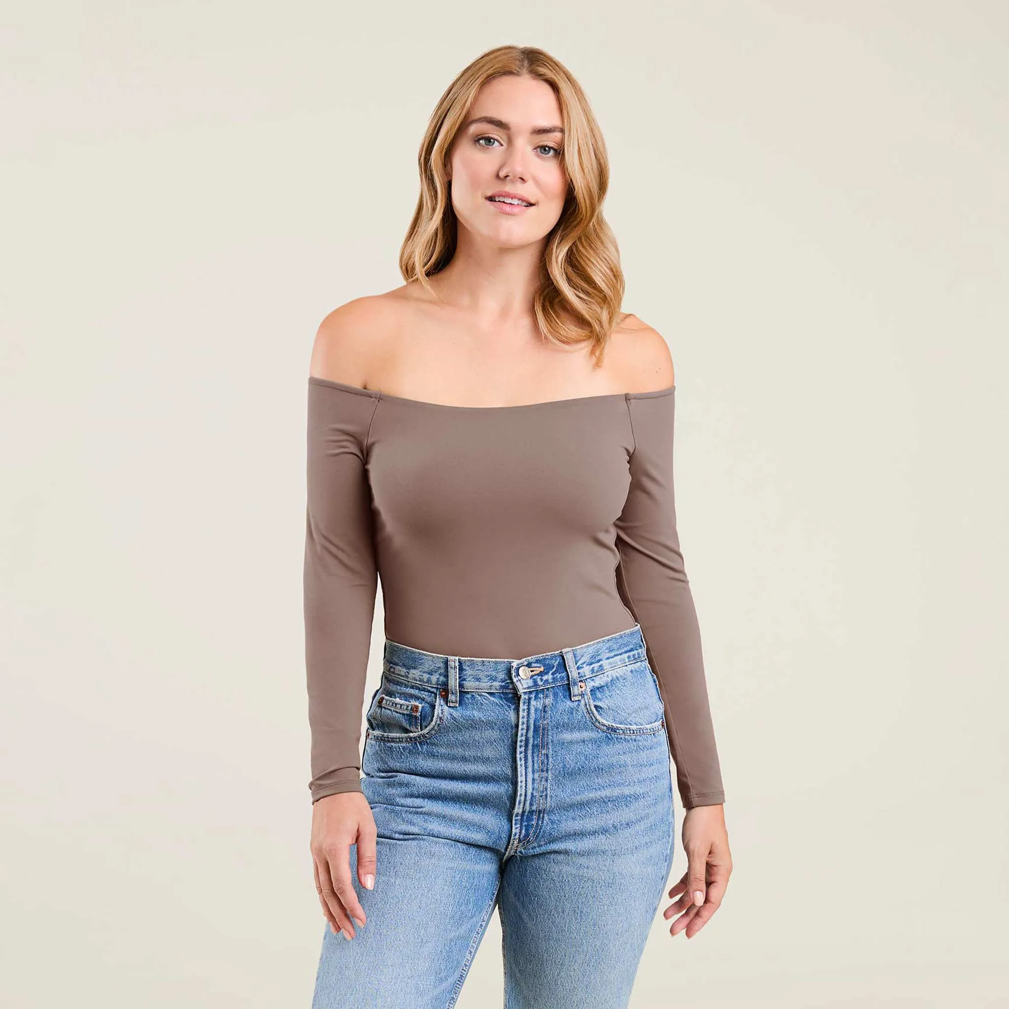 Off The Shoulder Bodysuit | Mocha sold by nuuds