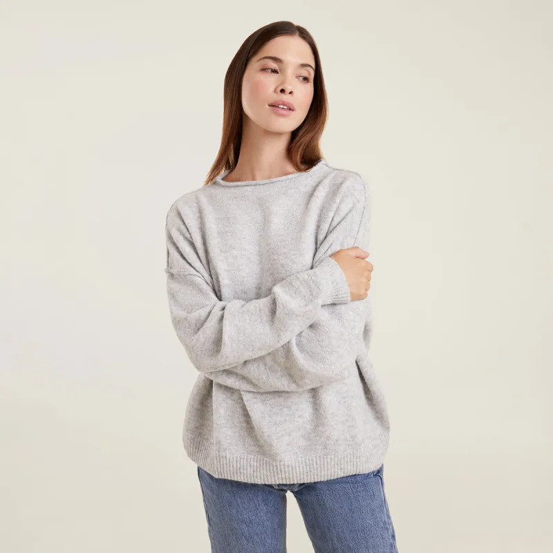 Cozy Knit Sweater | Heather Grey sold by nuuds