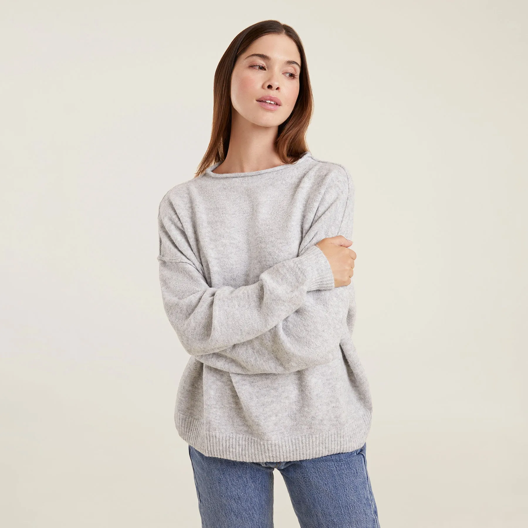 Cozy Knit Sweater | Heather Grey sold by nuuds