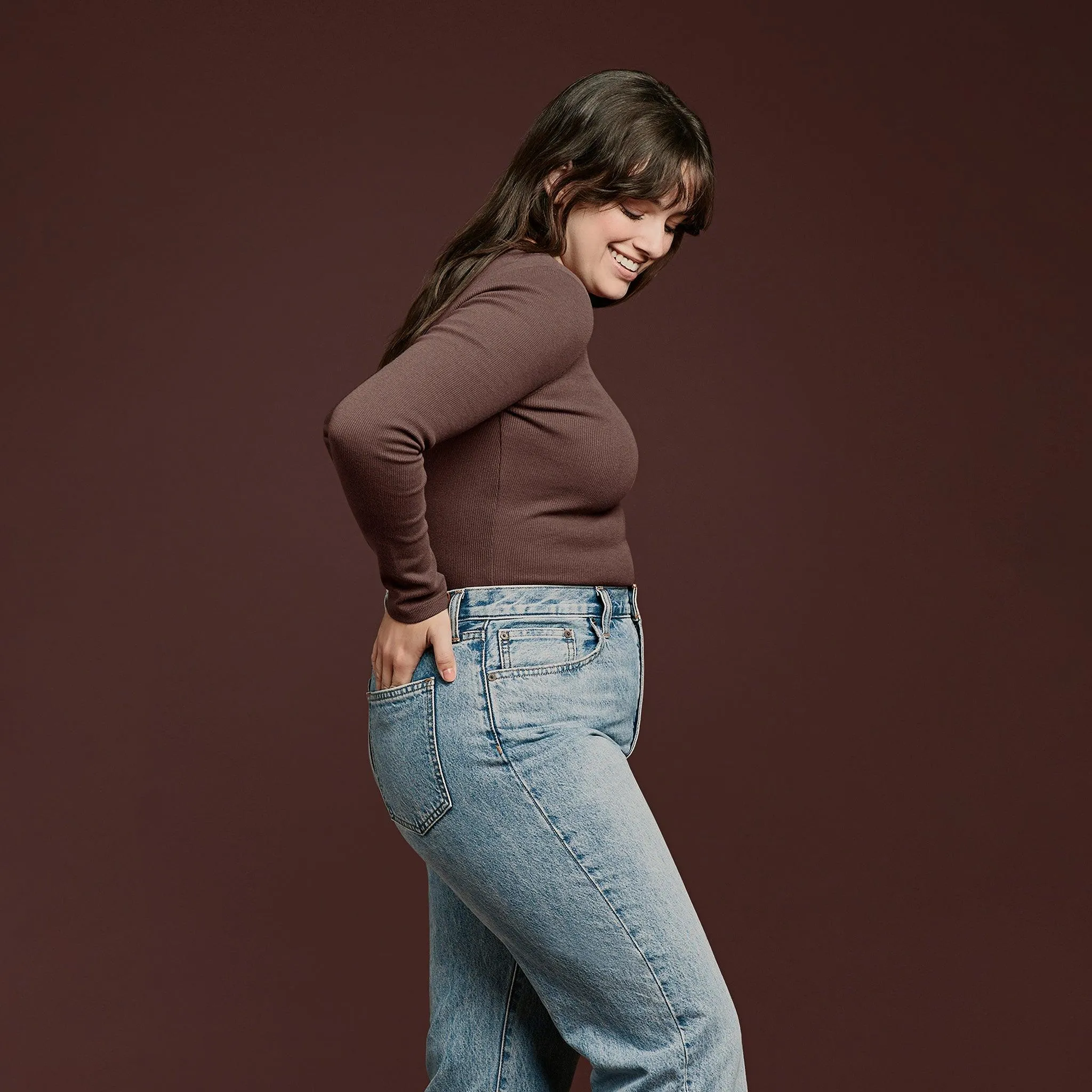 Long Sleeve Ribbed Crewneck Bodysuit | Coffee sold by nuuds product image thumbnail 3