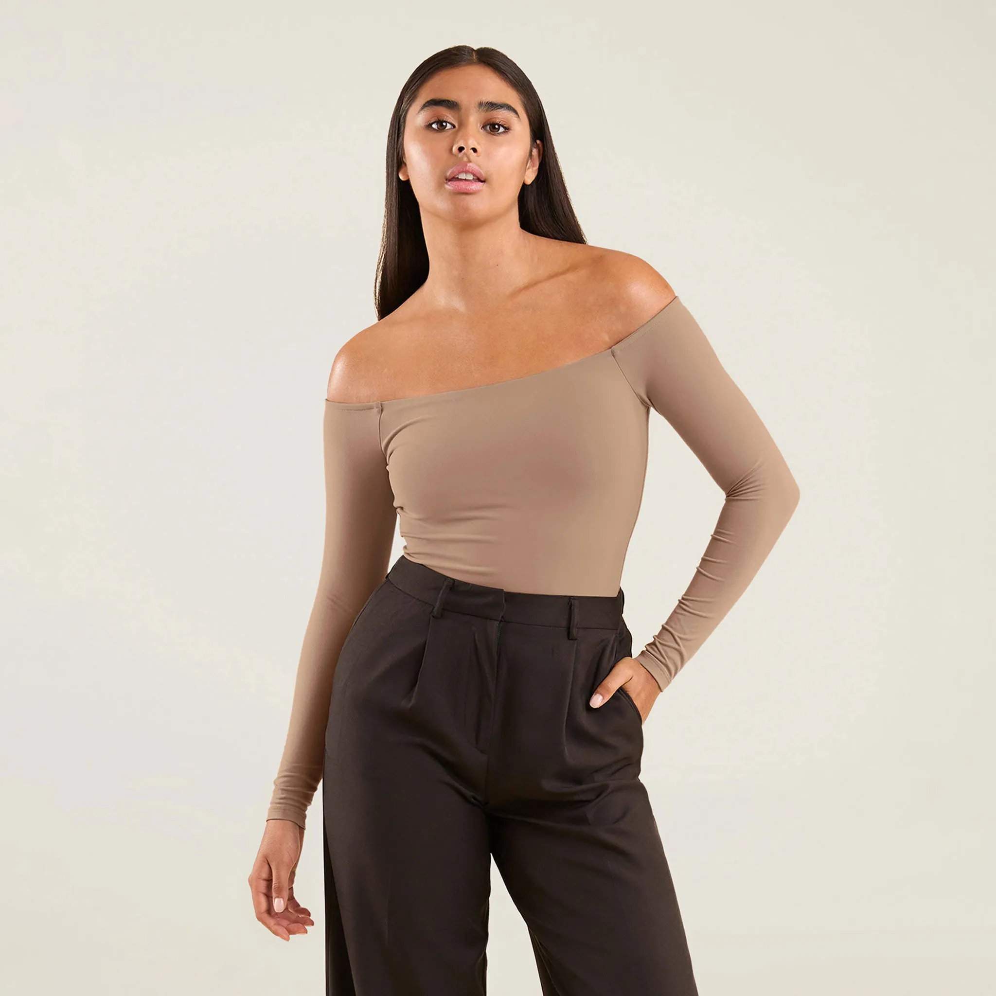 Off The Shoulder Bodysuit | Cinnamon sold by nuuds