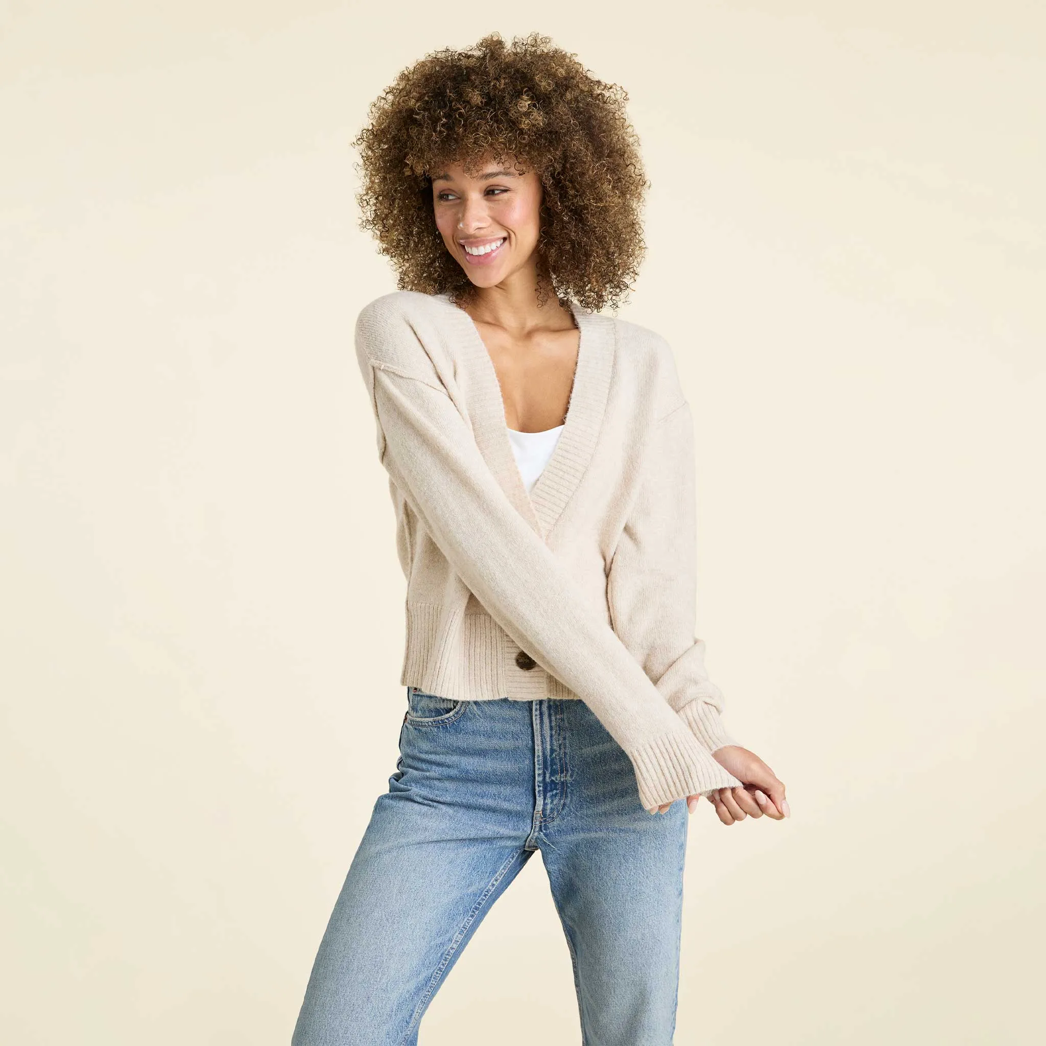 Cozy Knit Cardigan | Bone sold by nuuds