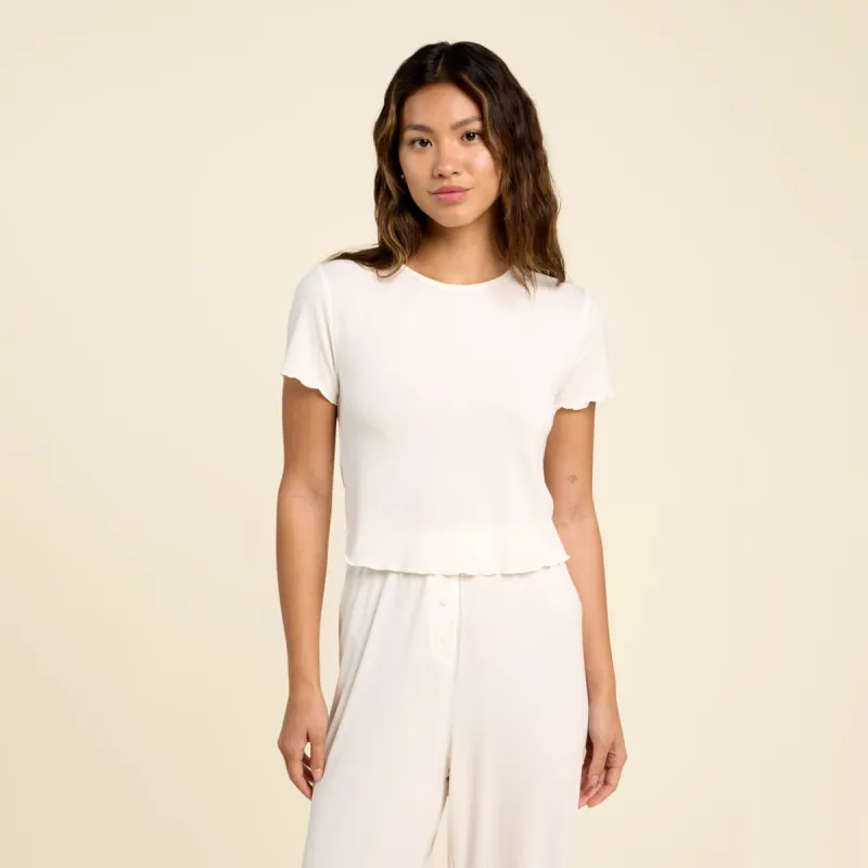 Mini Rib Tee | Pearl sold by nuuds