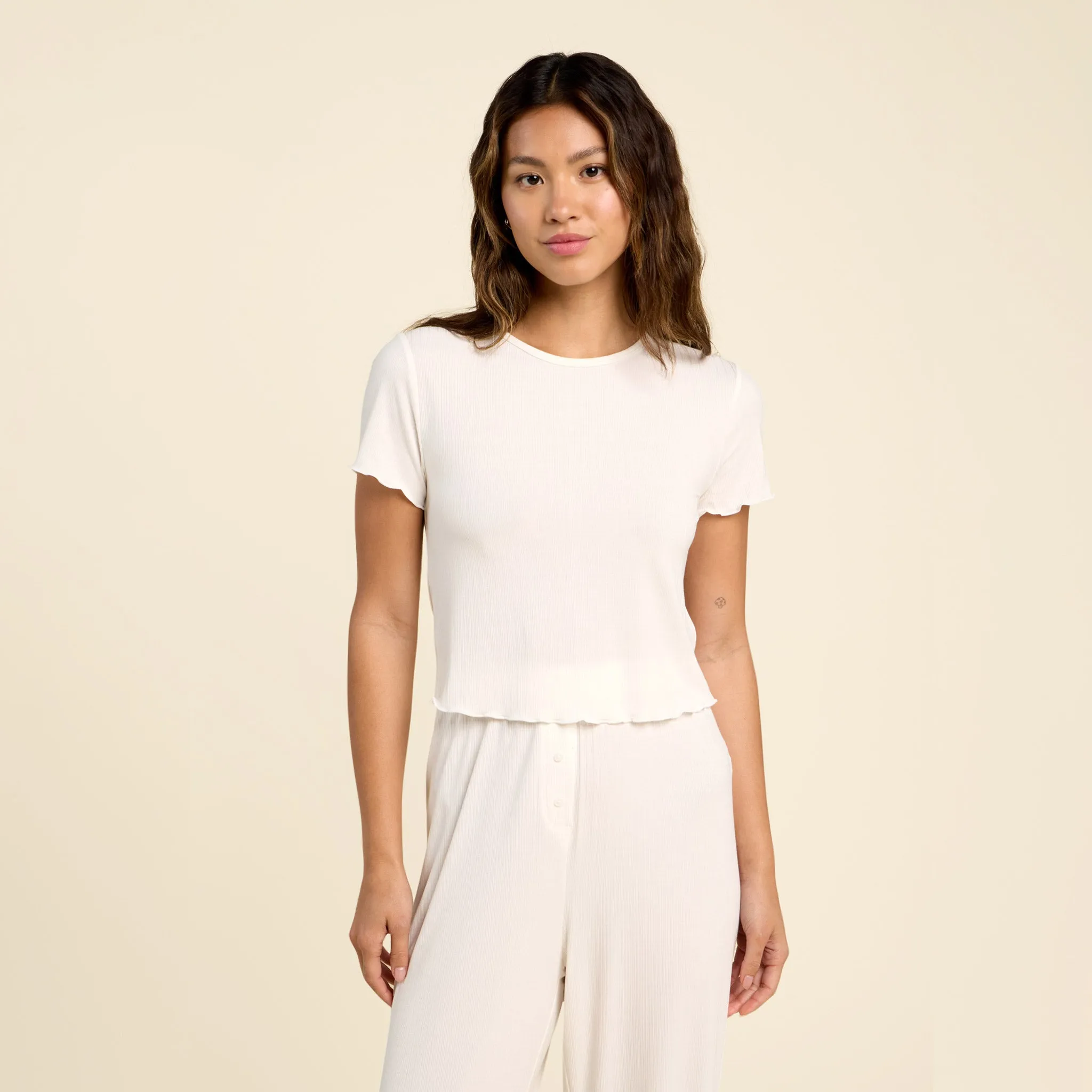 Mini Rib Tee | Pearl sold by nuuds