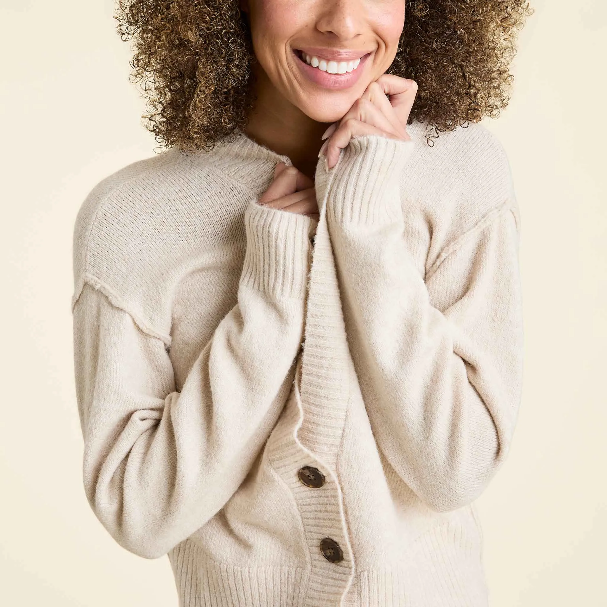 Cozy Knit Cardigan | Bone sold by nuuds product image thumbnail 5