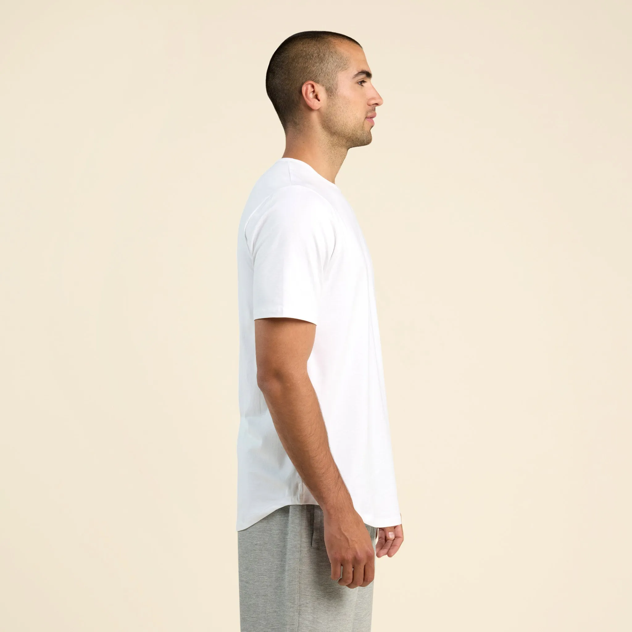 Short Sleeve Curved Hem T-Shirt | White sold by nuuds product image thumbnail 3