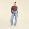 Slinky Rib Long Sleeve Open Back Shirt | Coffee sold by nuuds