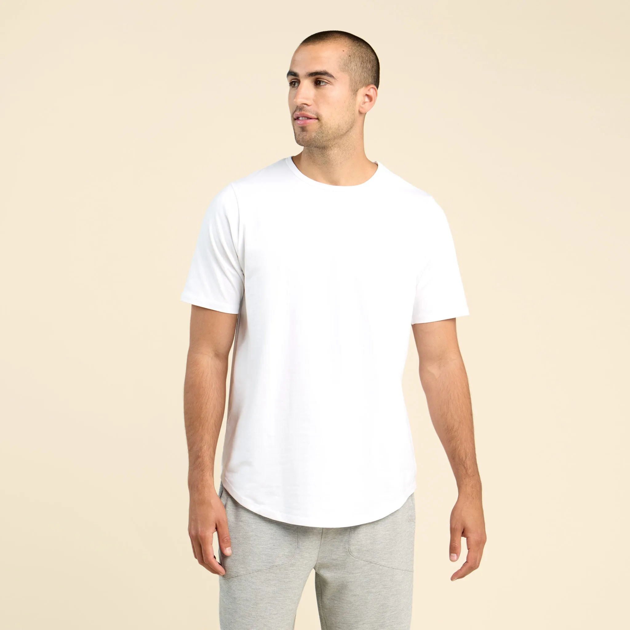 Short Sleeve Curved Hem T-Shirt | White sold by nuuds