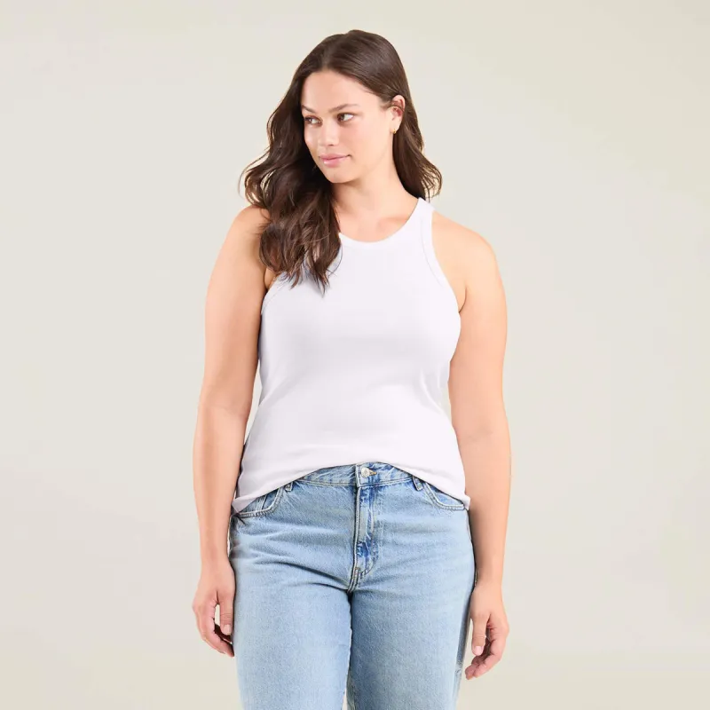 Essential Rib Tank Top | White sold by nuuds
