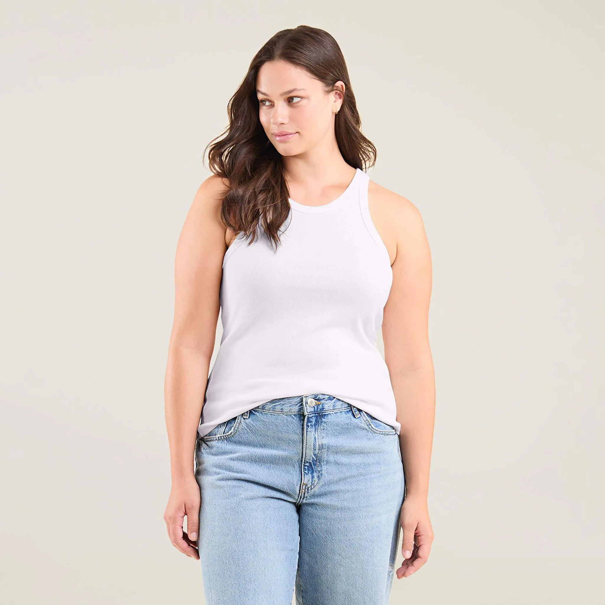Essential Rib Tank Top | White sold by nuuds