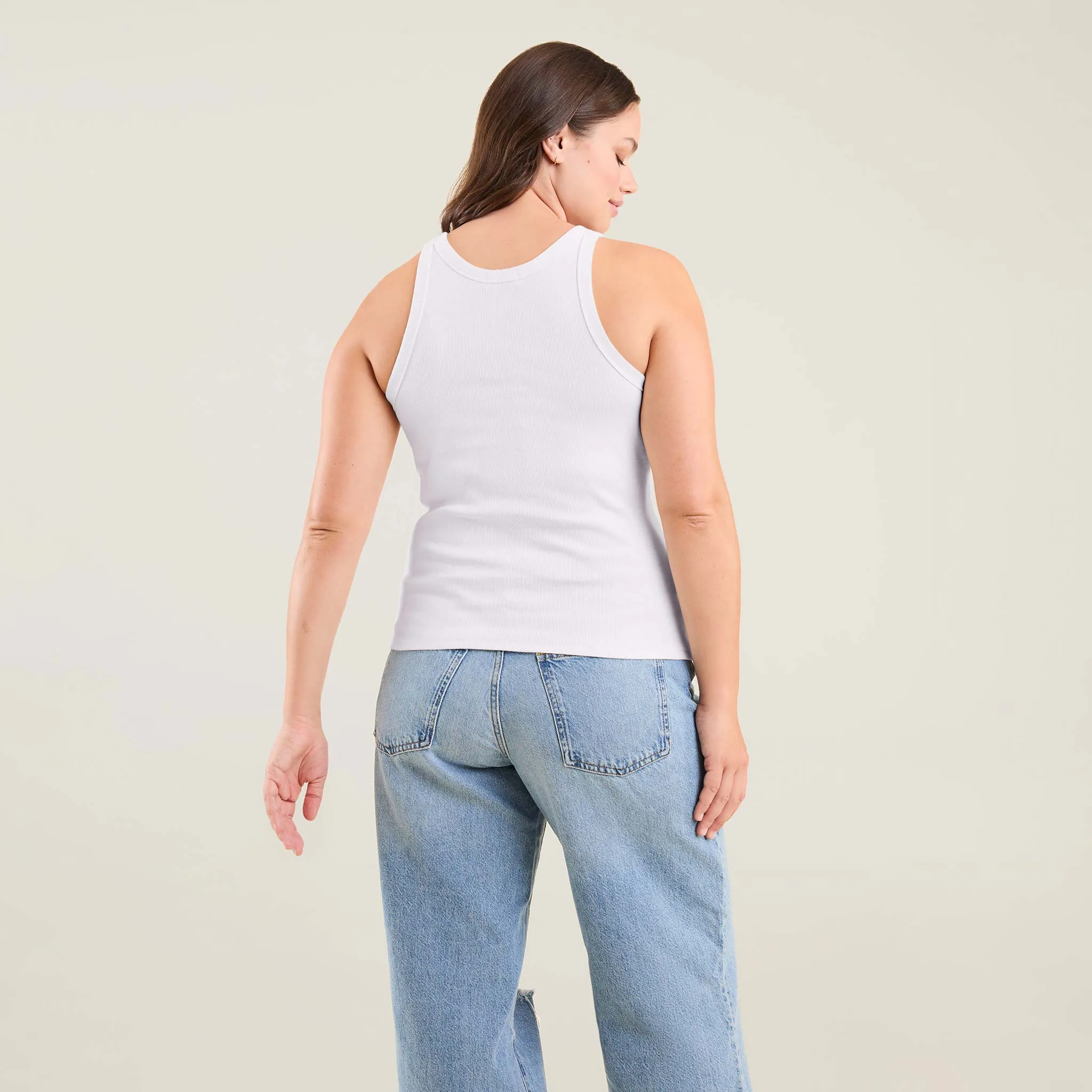 Essential Rib Tank Top | White sold by nuuds product image thumbnail 4