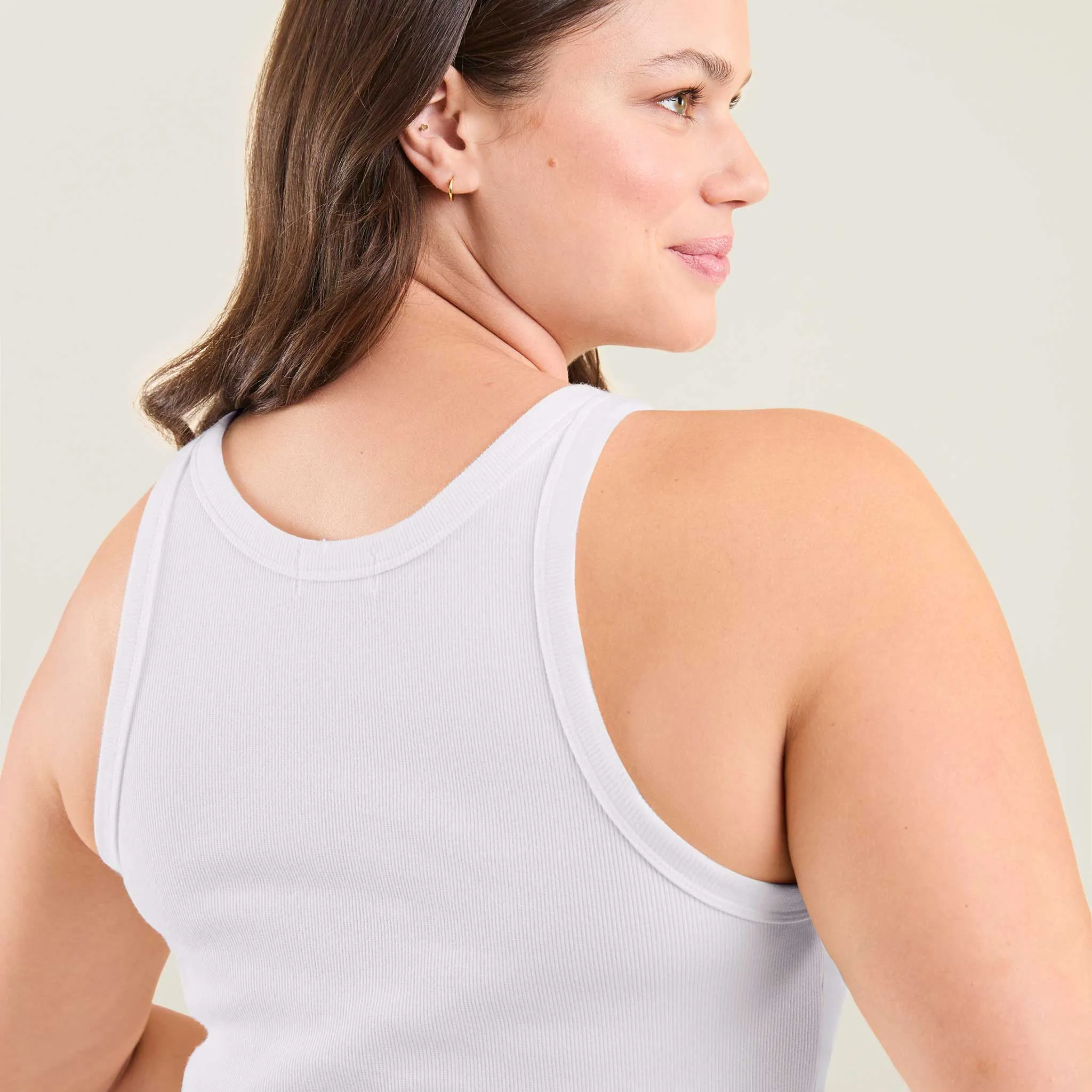 Essential Rib Tank Top | White sold by nuuds product image thumbnail 5