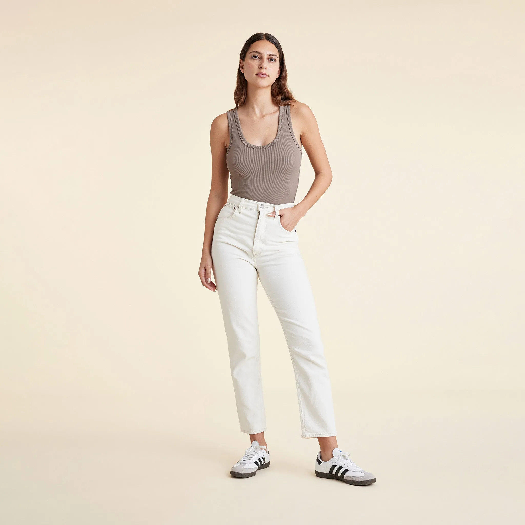 Ribbed Scoop Tank Bodysuit | Mocha sold by nuuds product image thumbnail 2