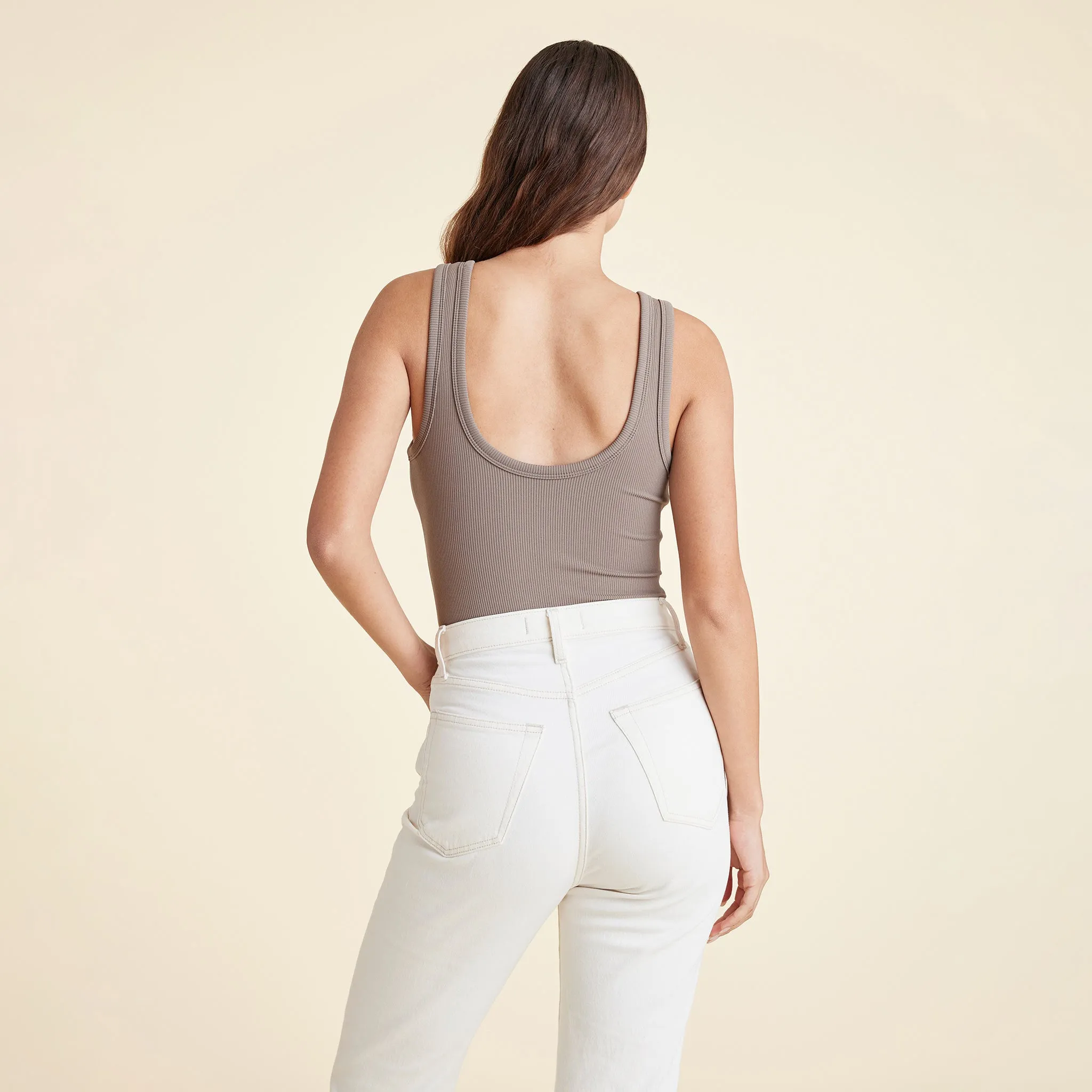 Ribbed Scoop Tank Bodysuit | Mocha sold by nuuds product image thumbnail 4