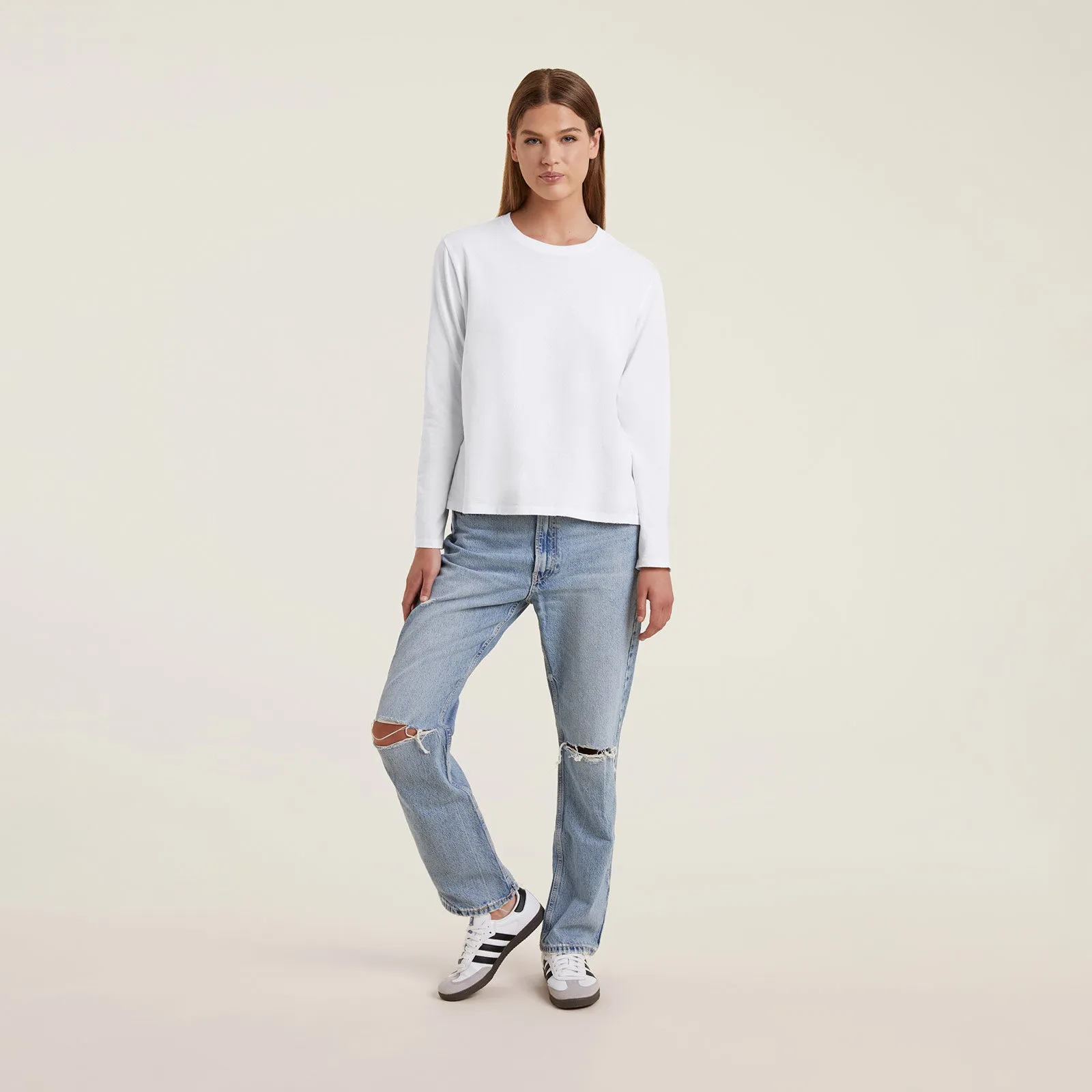 Vintage Cotton Long Sleeve Everyday T-Shirt | White sold by nuuds product image thumbnail 2