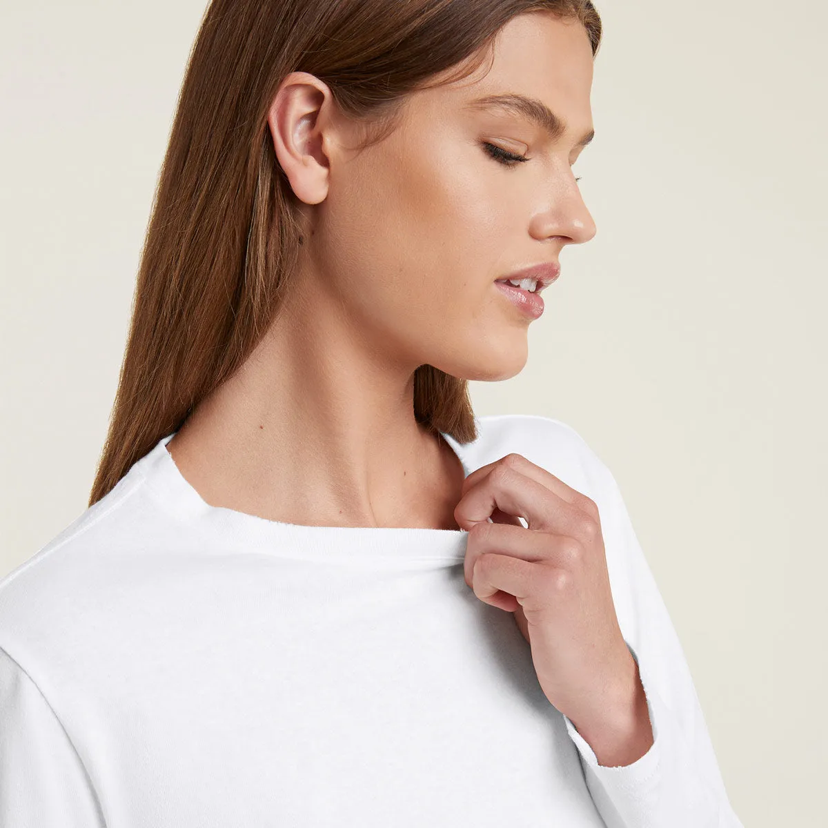 Vintage Cotton Long Sleeve Everyday T-Shirt | White sold by nuuds product image thumbnail 5