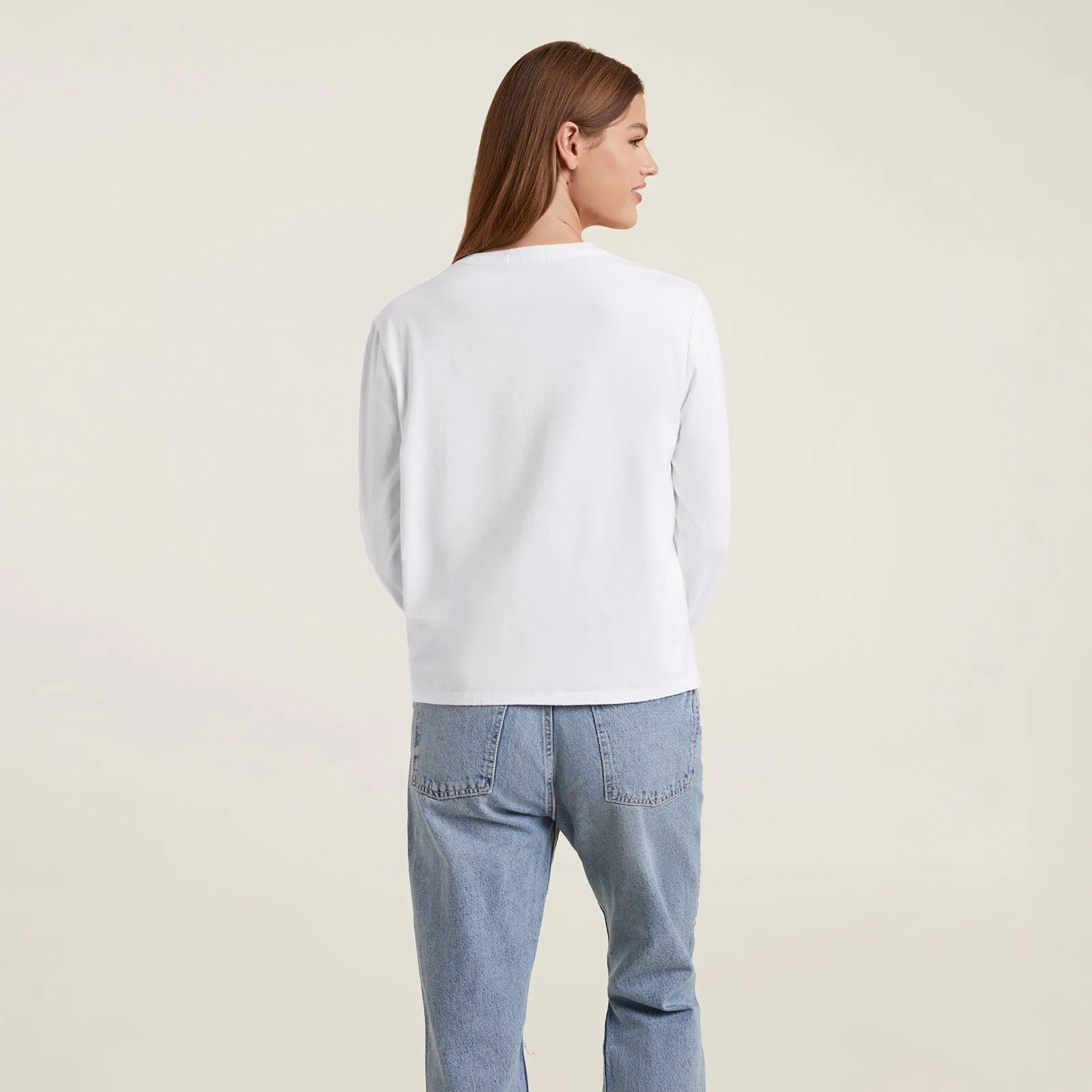 Vintage Cotton Long Sleeve Everyday T-Shirt | White sold by nuuds product image thumbnail 4