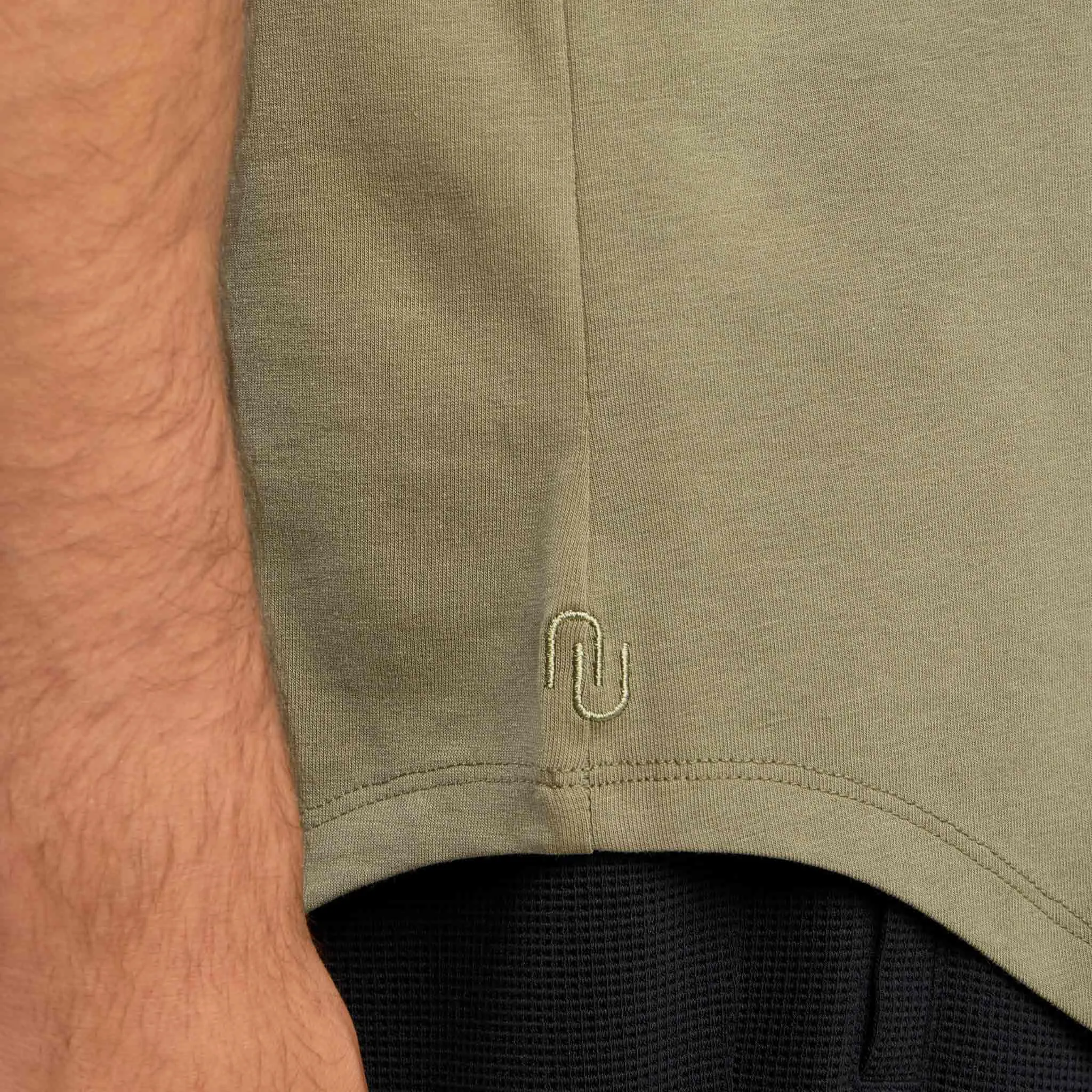 Short Sleeve Curved Hem T-Shirt | Olive sold by nuuds product image thumbnail 5