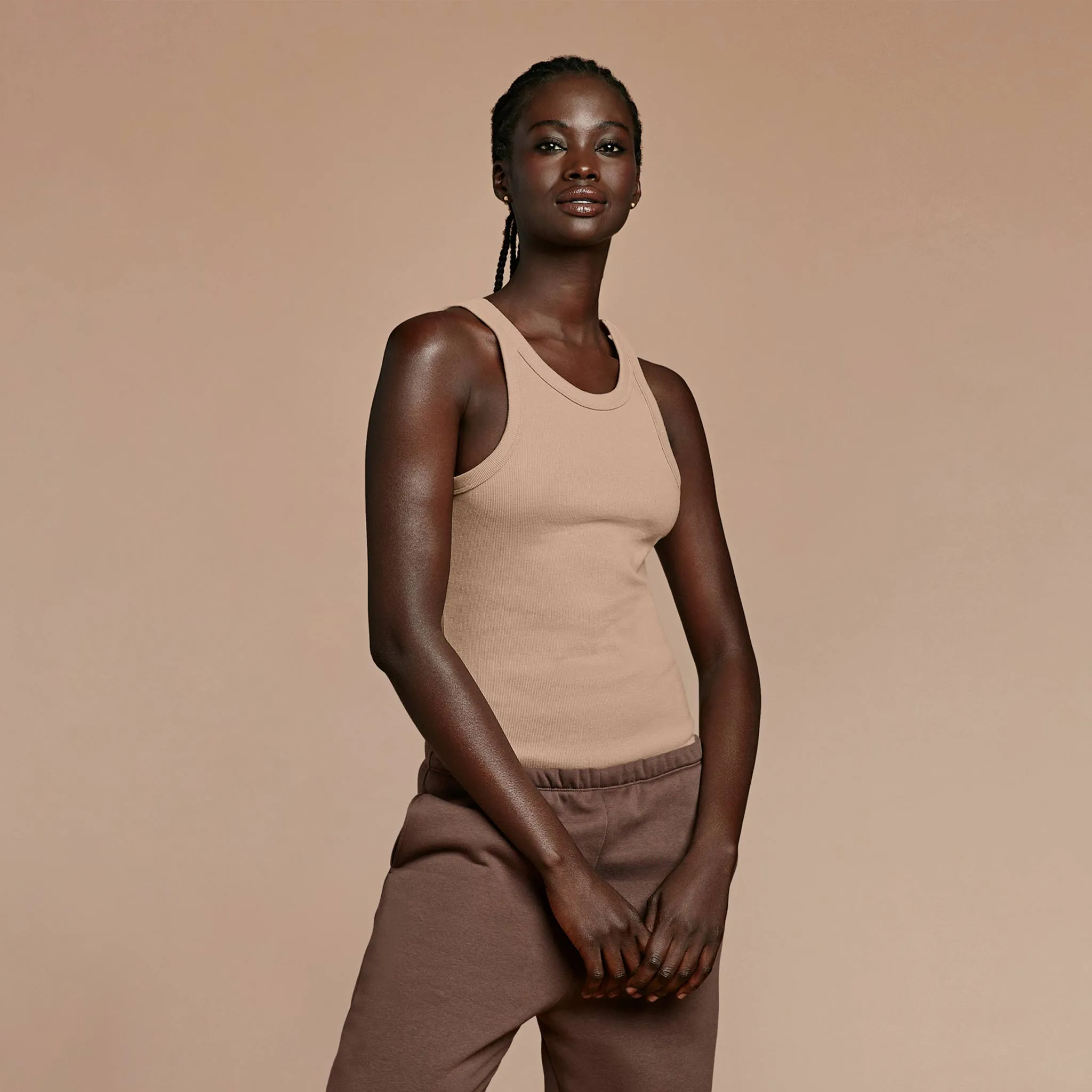 Essential Rib Tank Top | Sand sold by nuuds