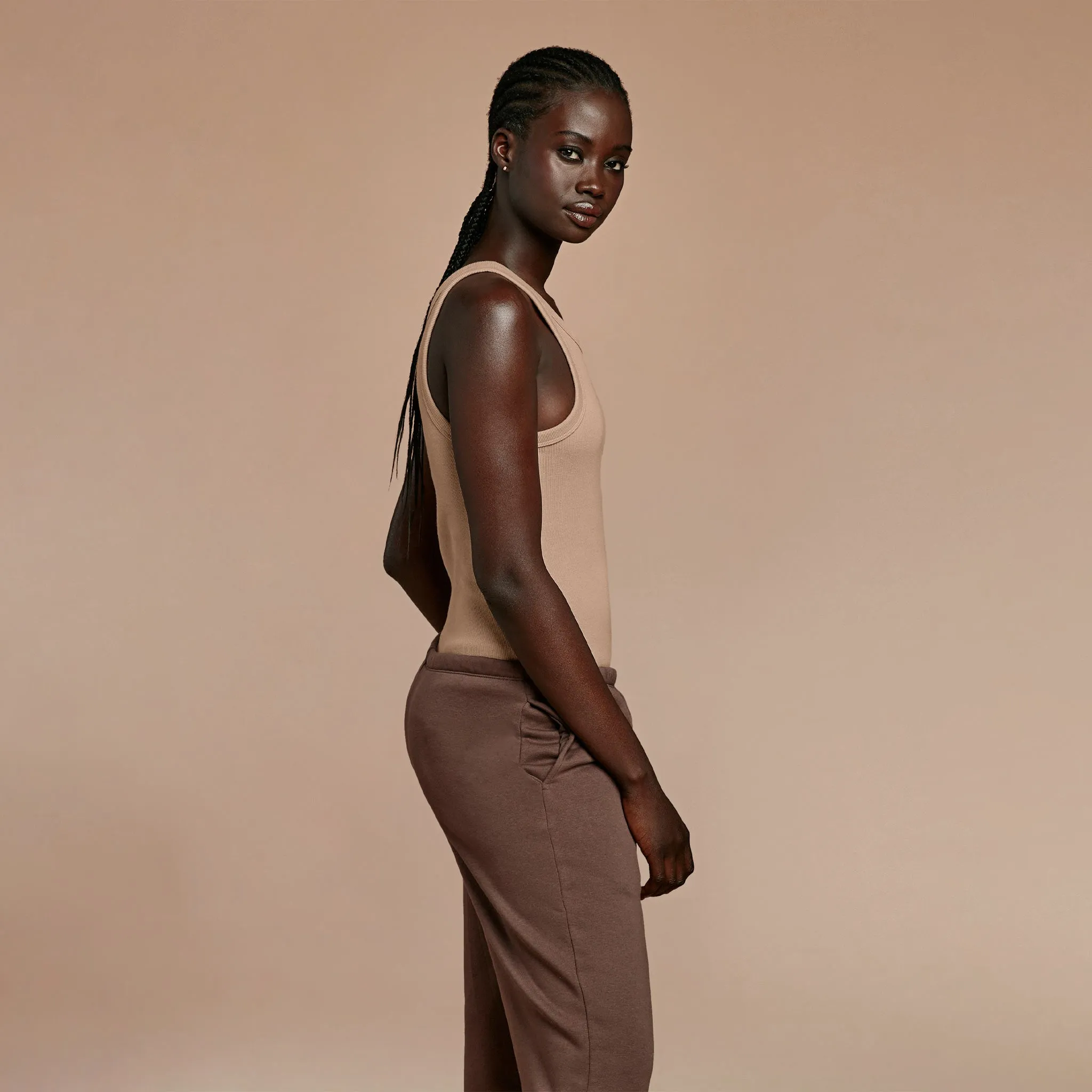 Essential Rib Tank Top | Sand sold by nuuds product image thumbnail 3