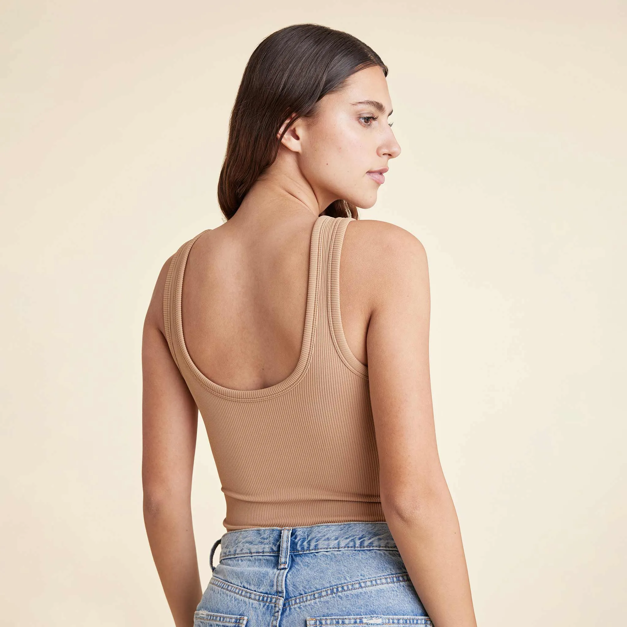 Ribbed Scoop Tank Bodysuit | Cinnamon sold by nuuds product image thumbnail 5