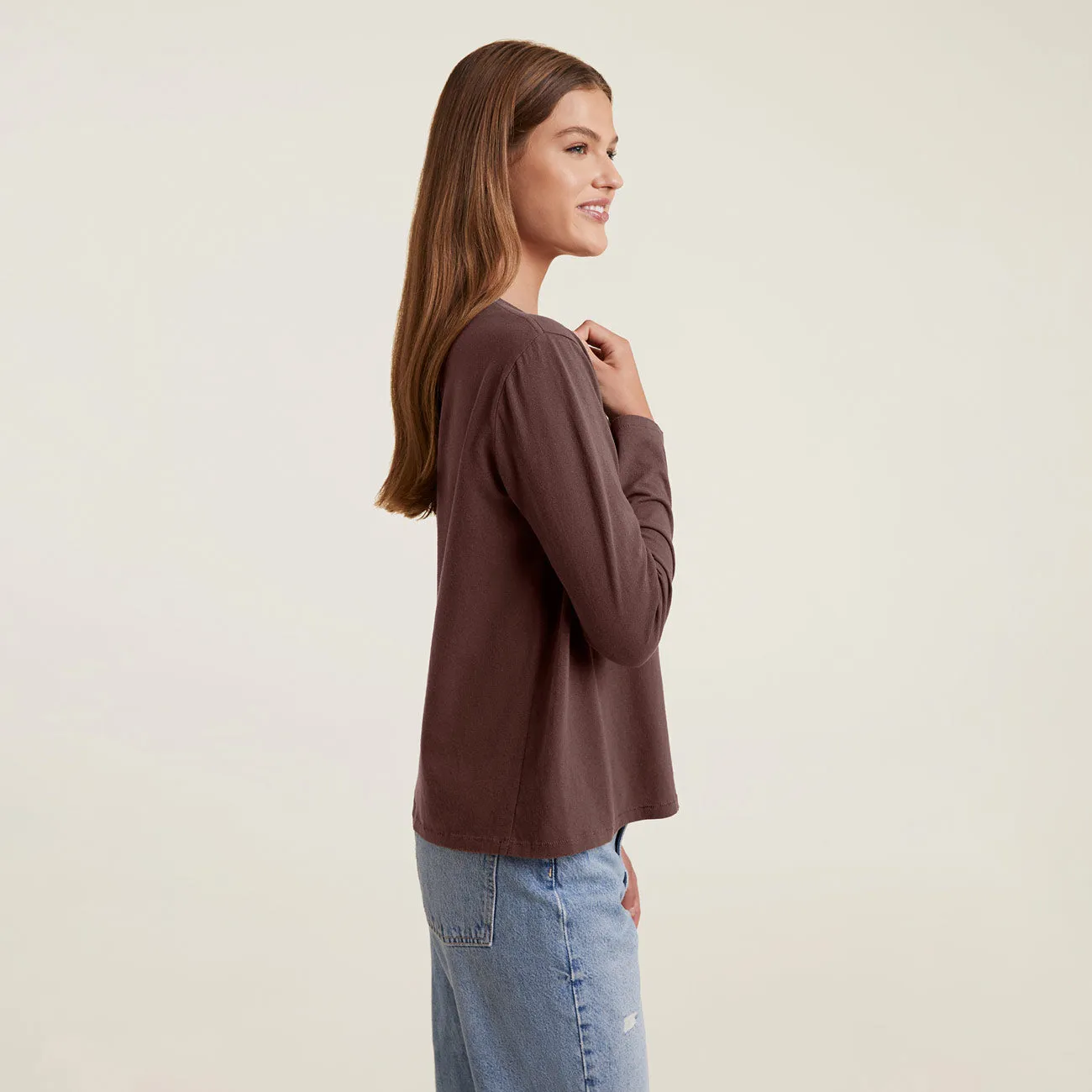 Vintage Cotton Long Sleeve Everyday T-Shirt | Coffee sold by nuuds product image thumbnail 3