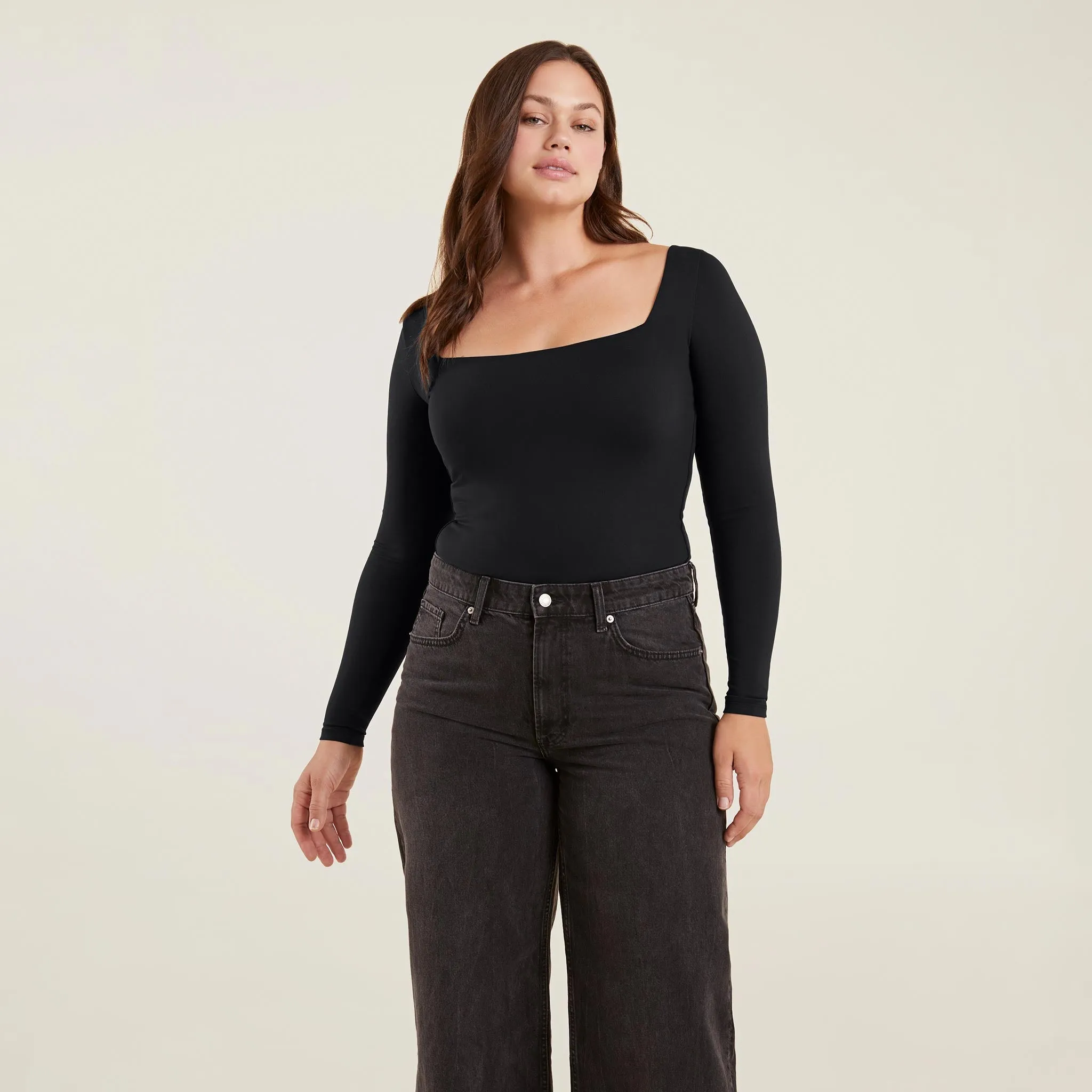 Long Sleeve Wide Square Neck Bodysuit sold by nuuds