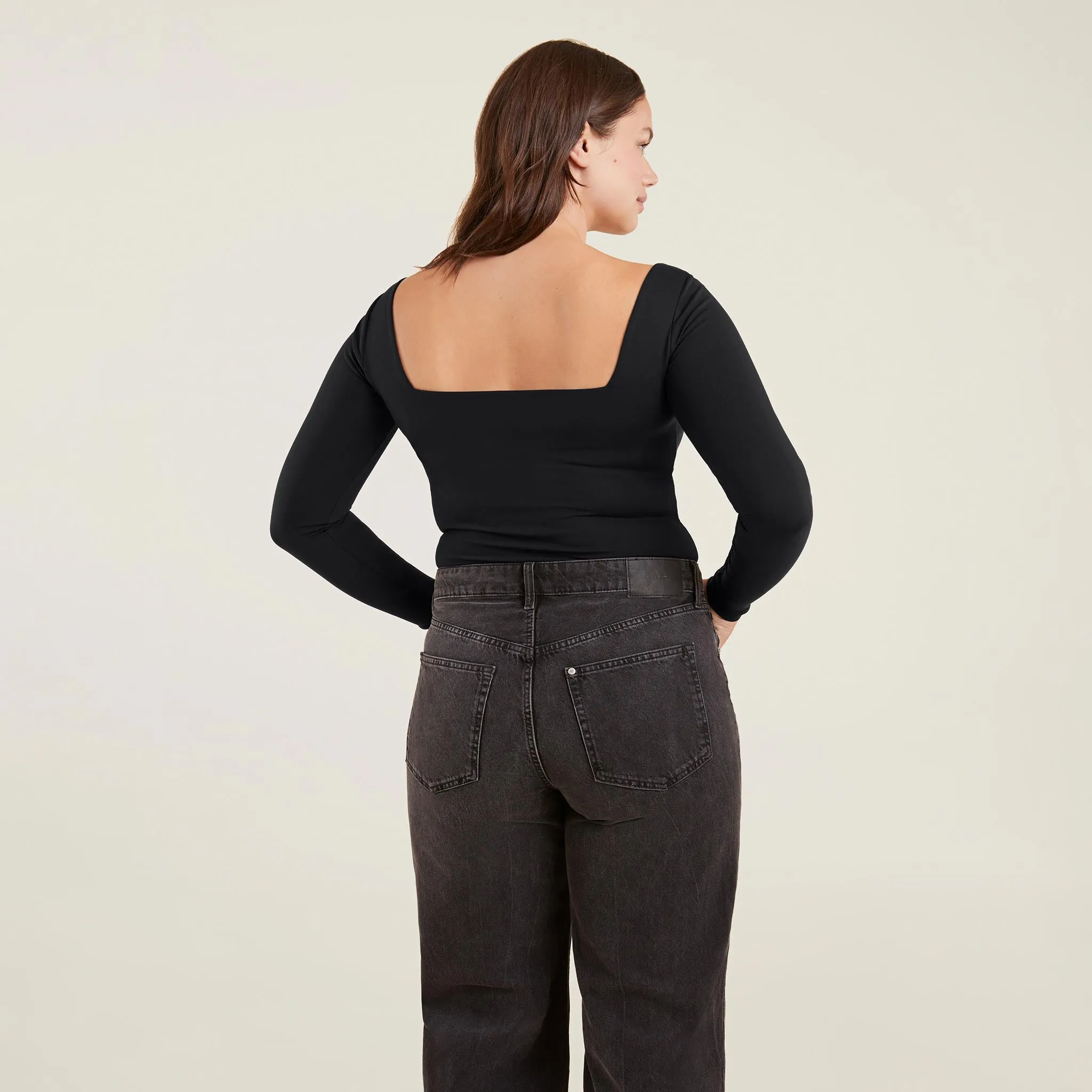 Long Sleeve Wide Square Neck Bodysuit sold by nuuds product image thumbnail 3