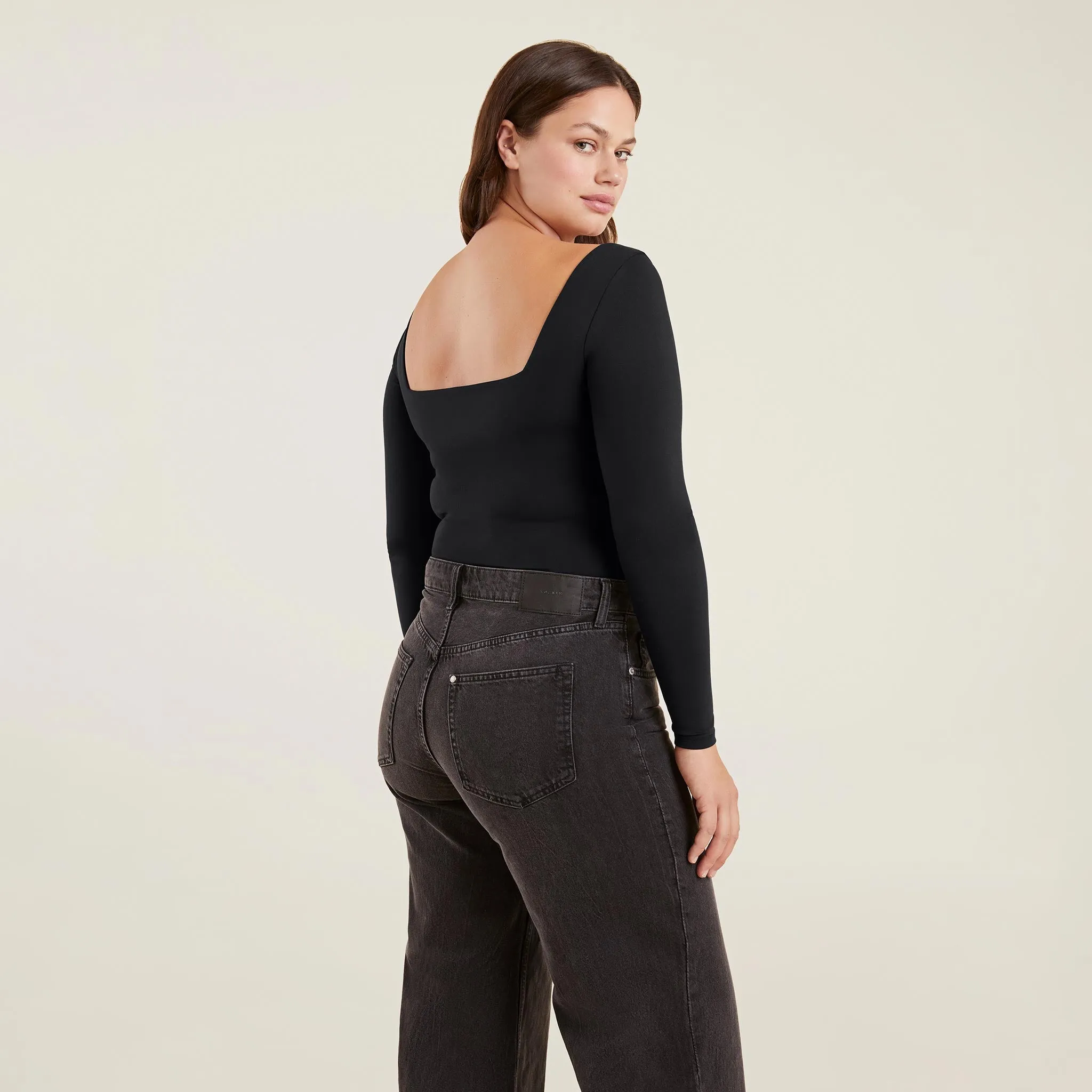 Long Sleeve Wide Square Neck Bodysuit sold by nuuds product image thumbnail 2