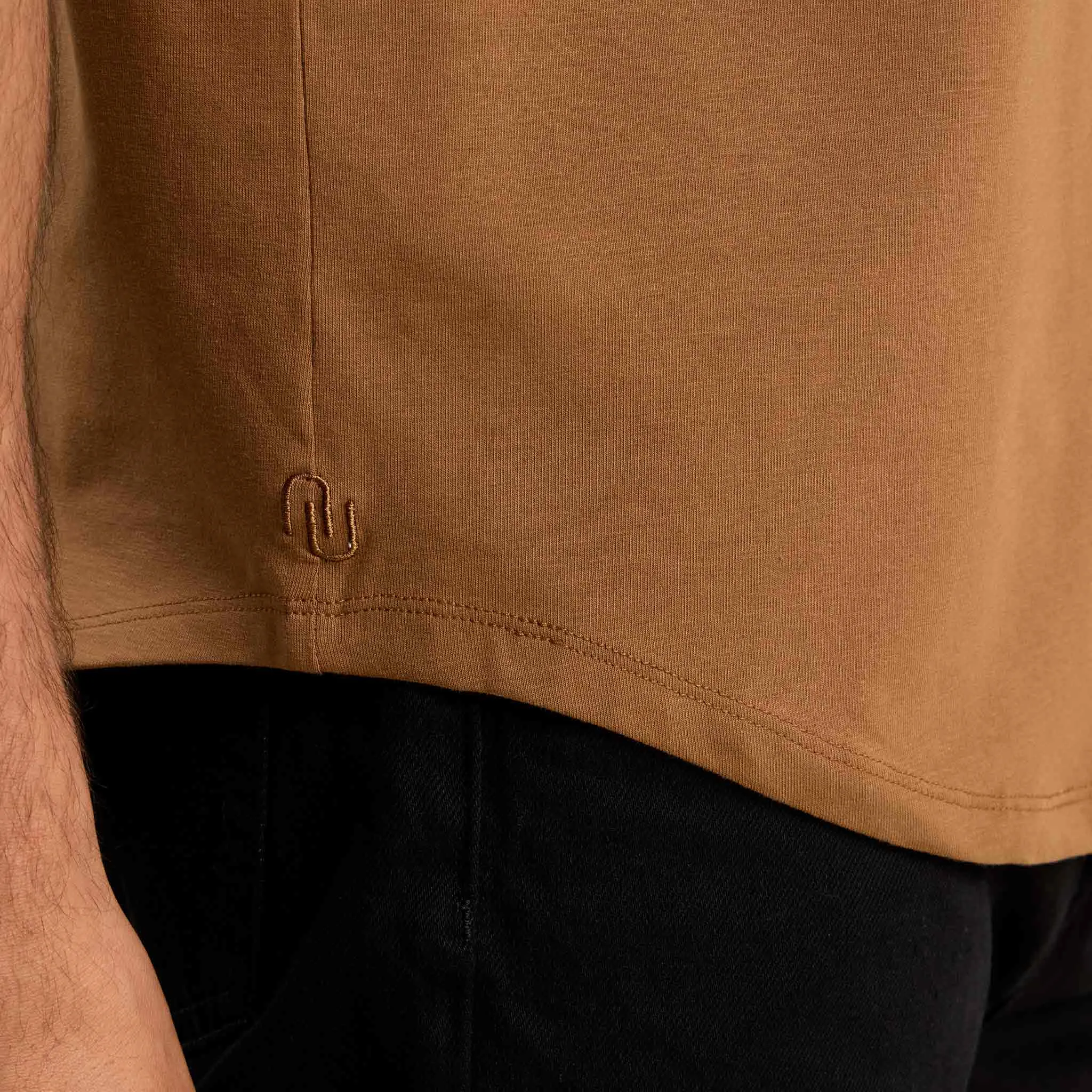 Short Sleeve Curved Hem T-Shirt | Chocolate sold by nuuds product image thumbnail 5
