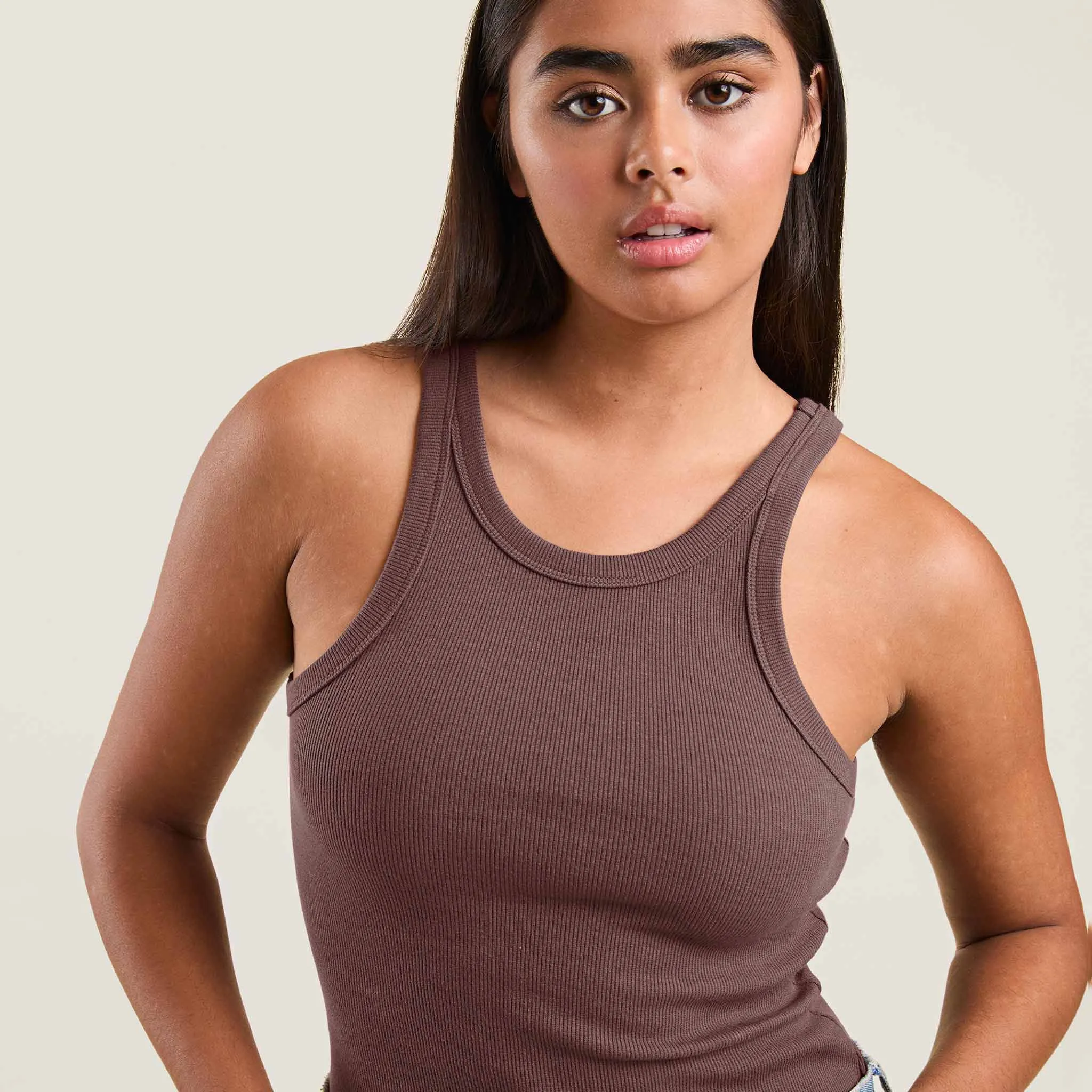 Essential Rib Tank Top | Coffee sold by nuuds product image thumbnail 5