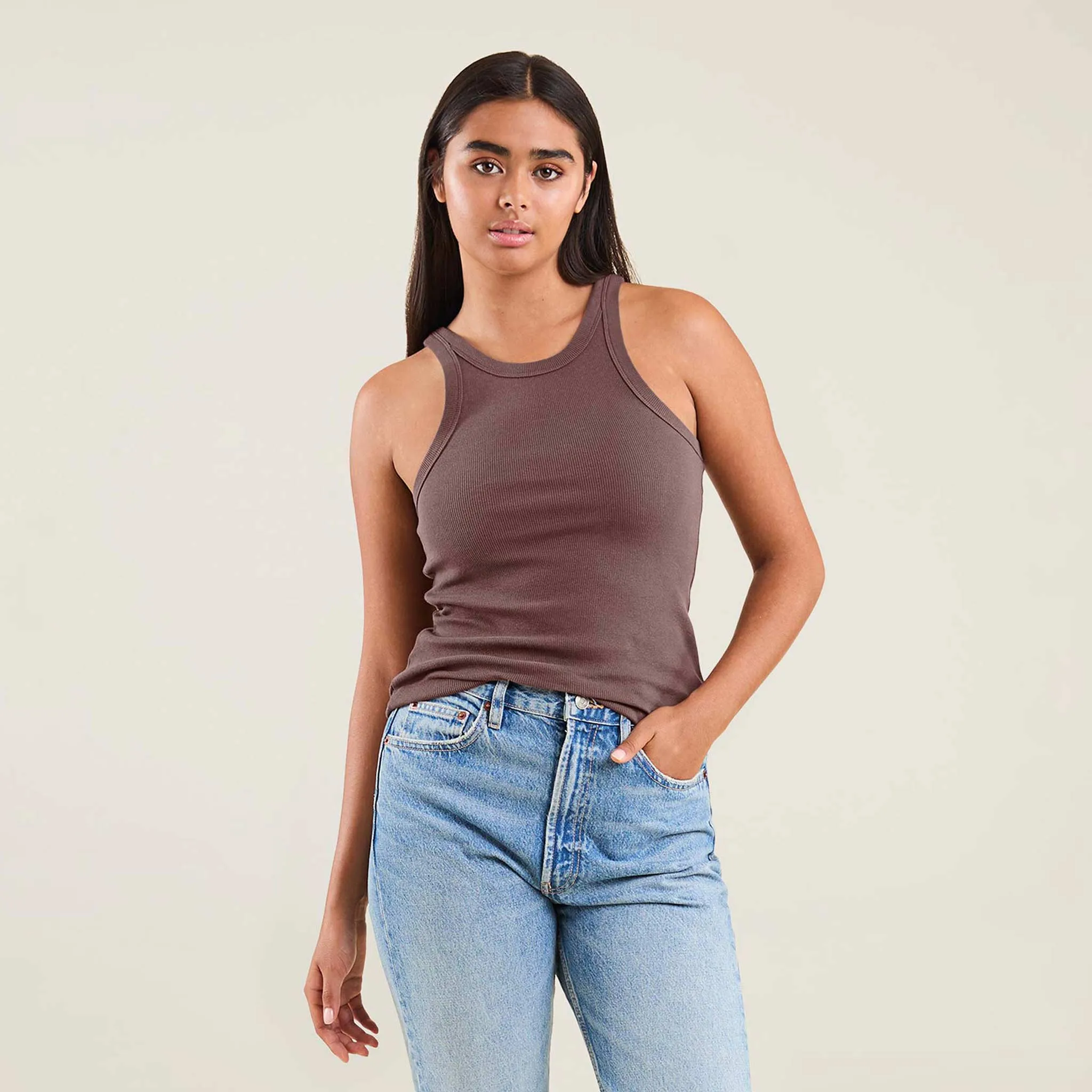 Essential Rib Tank Top | Coffee sold by nuuds